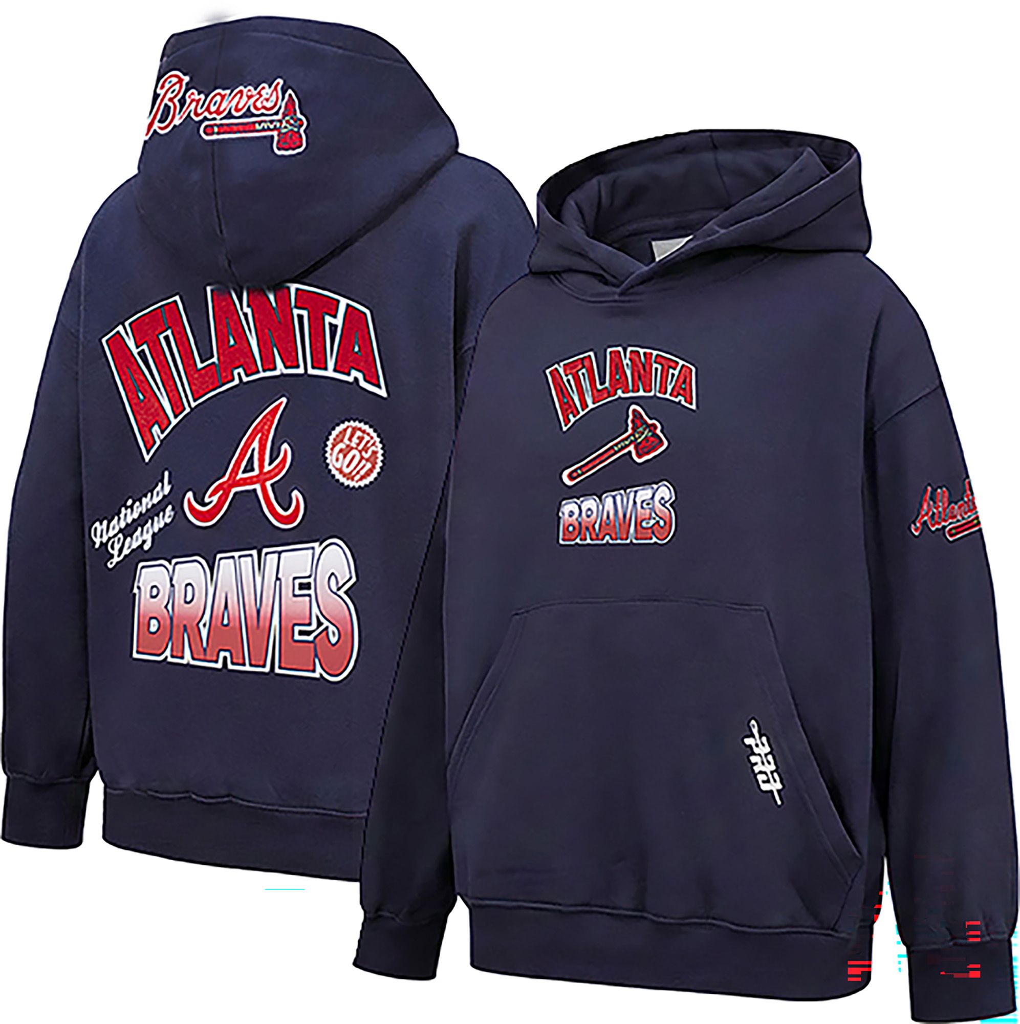 Pro Standard Youth Atlanta Braves Navy Turn It Up Drop Shoulder Hoodie