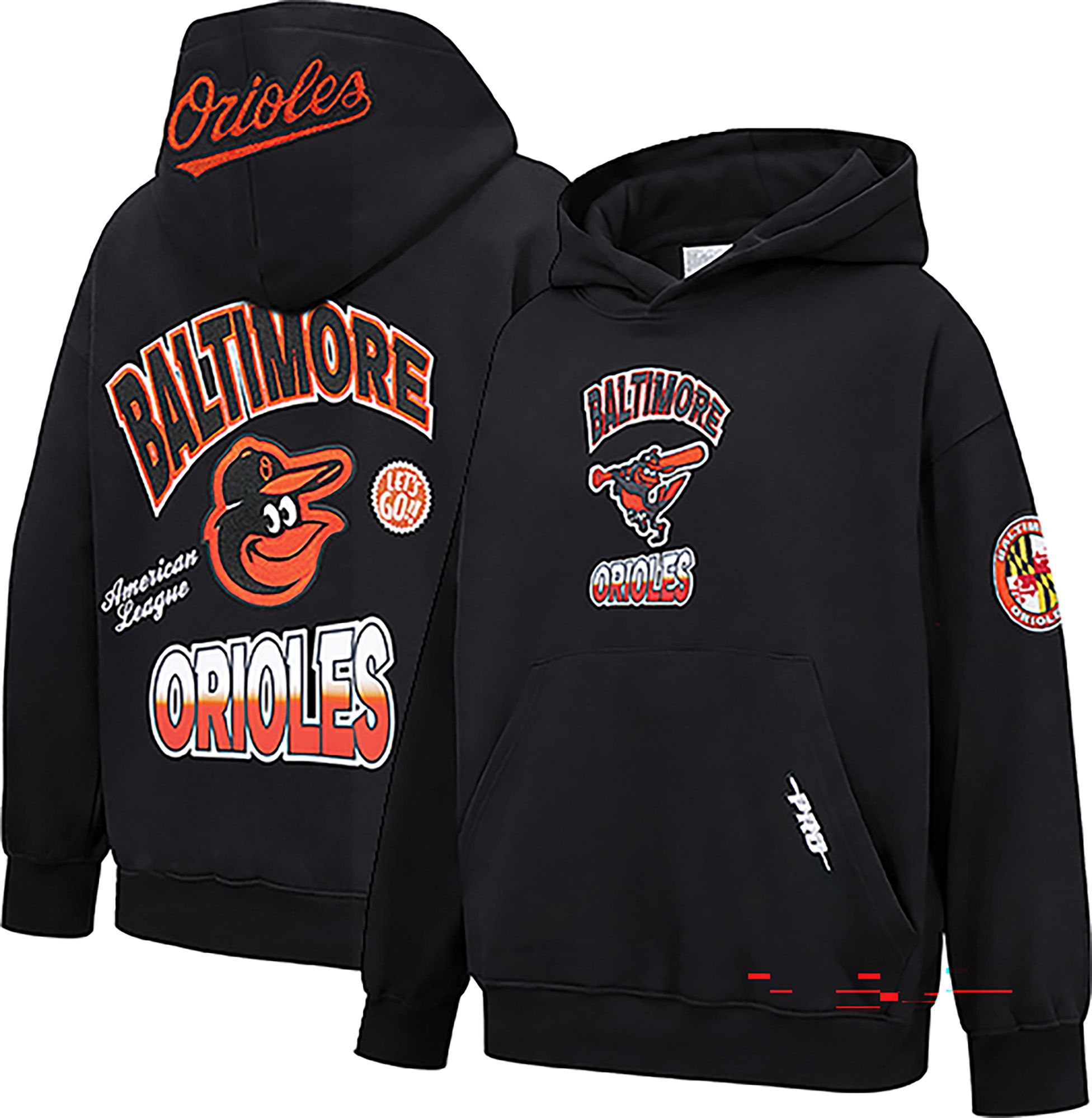 Pro Standard Youth Baltimore Orioles Black Turn It Up Drop Shoulder Hoodie