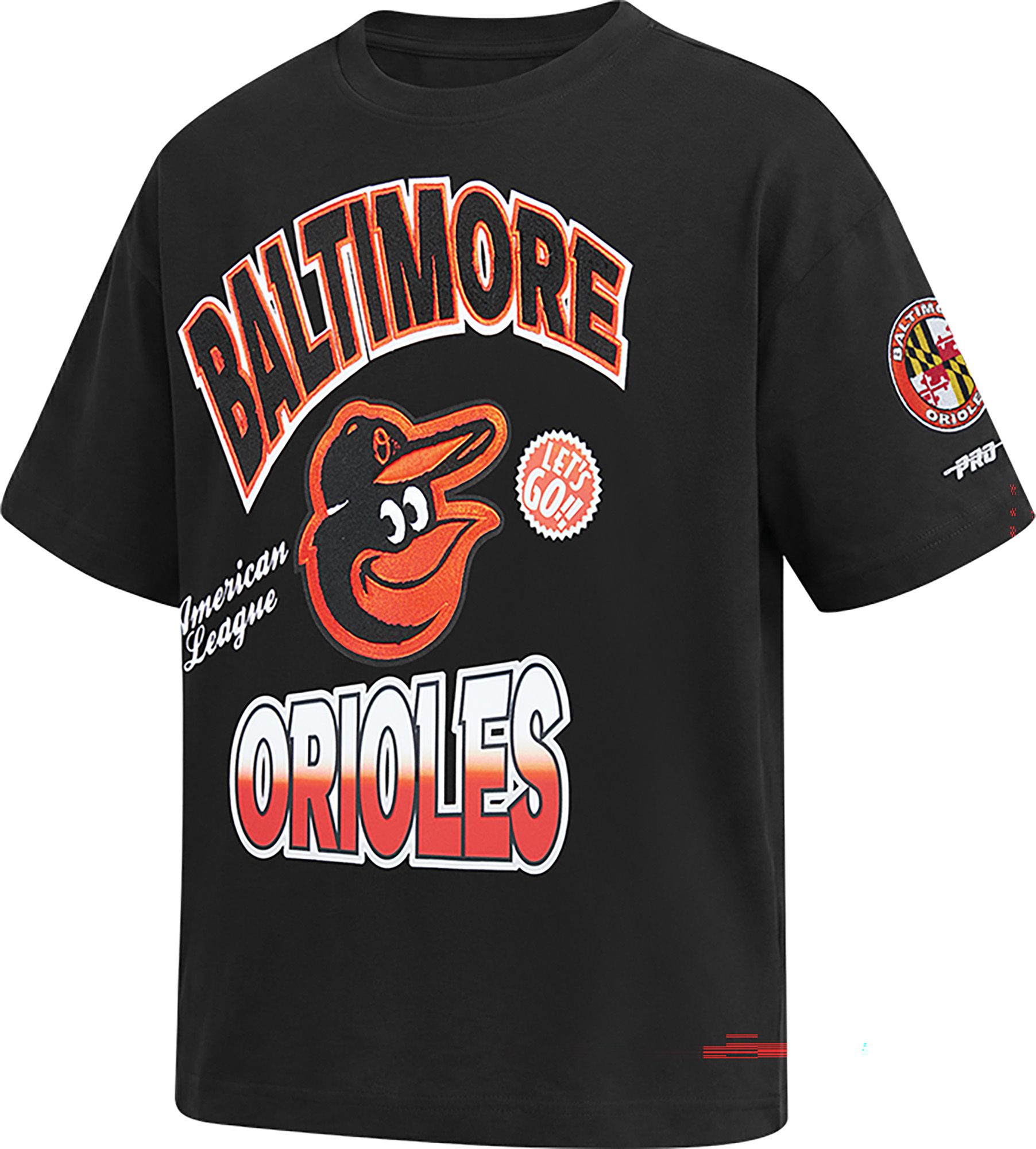 Pro Standard Youth Baltimore Orioles Black Turn It Up Drop Shoulder T-Shirt