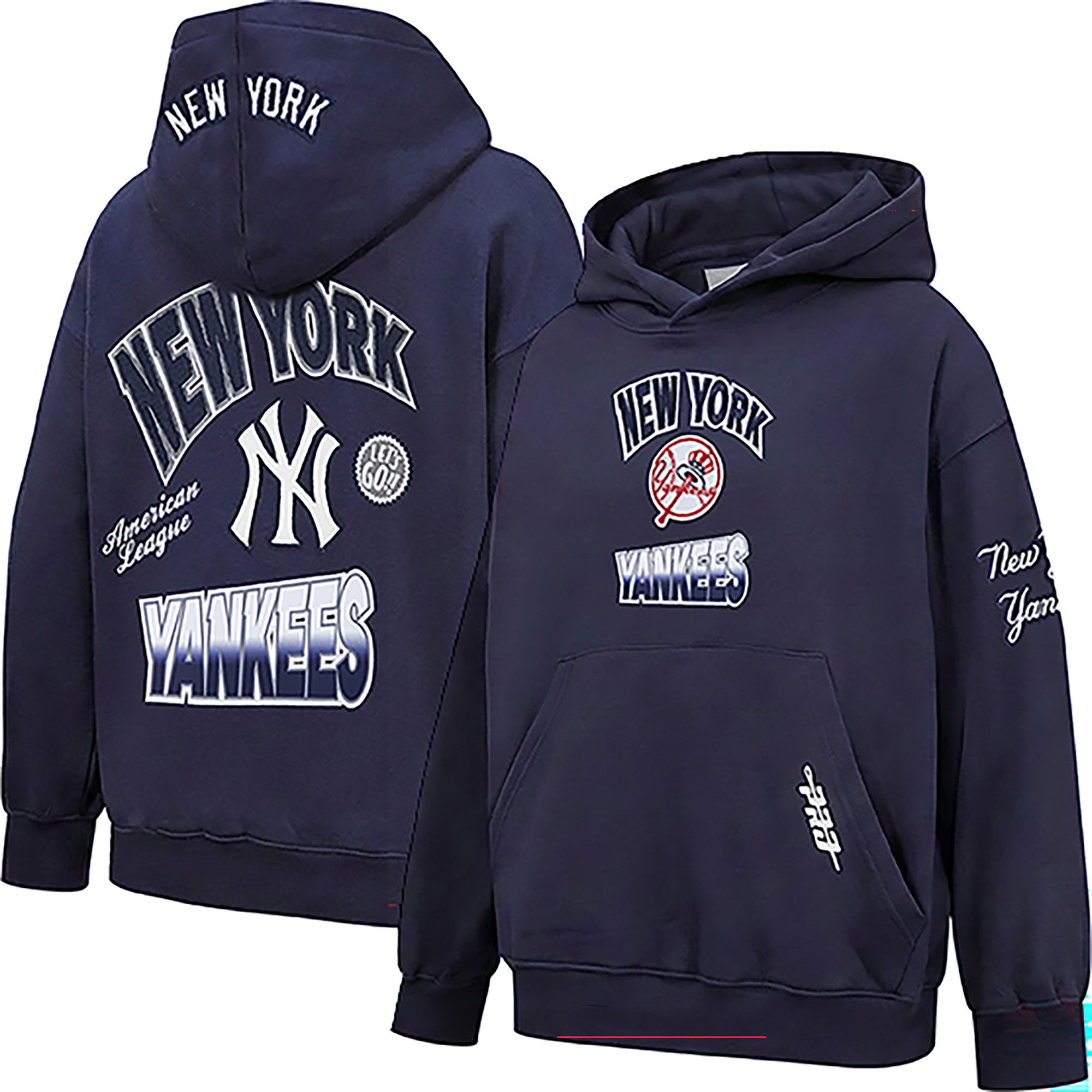 Pro Standard Youth New York Yankees Navy Turn It Up Drop Shoulder Hoodie