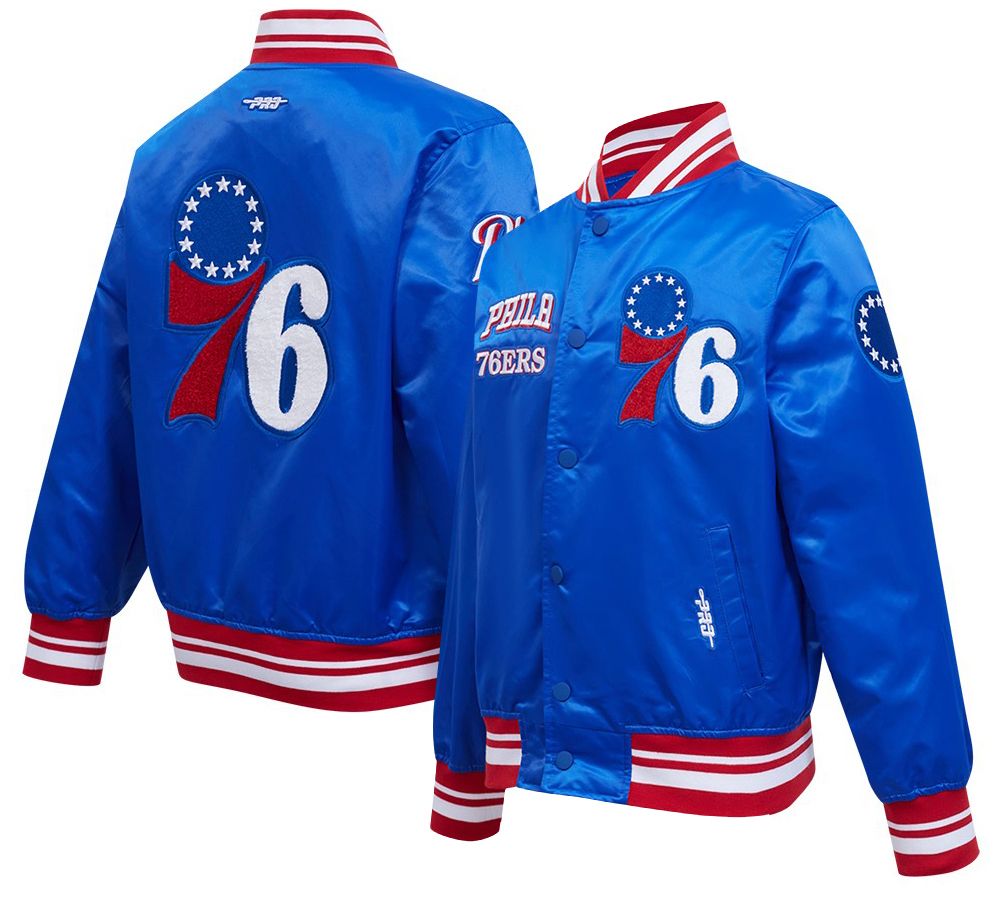 Pro Standard Youth Philadelphia 76ers Blue Ribbed Satin Jacket