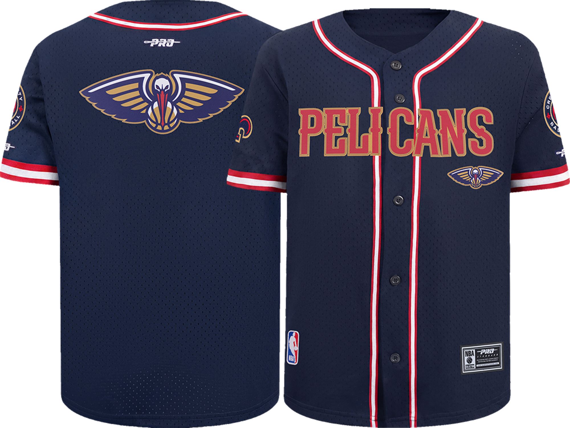Pro Standard Youth New Orleans Pelicans Classic Mesh Button Down Shirt, XL, Blue