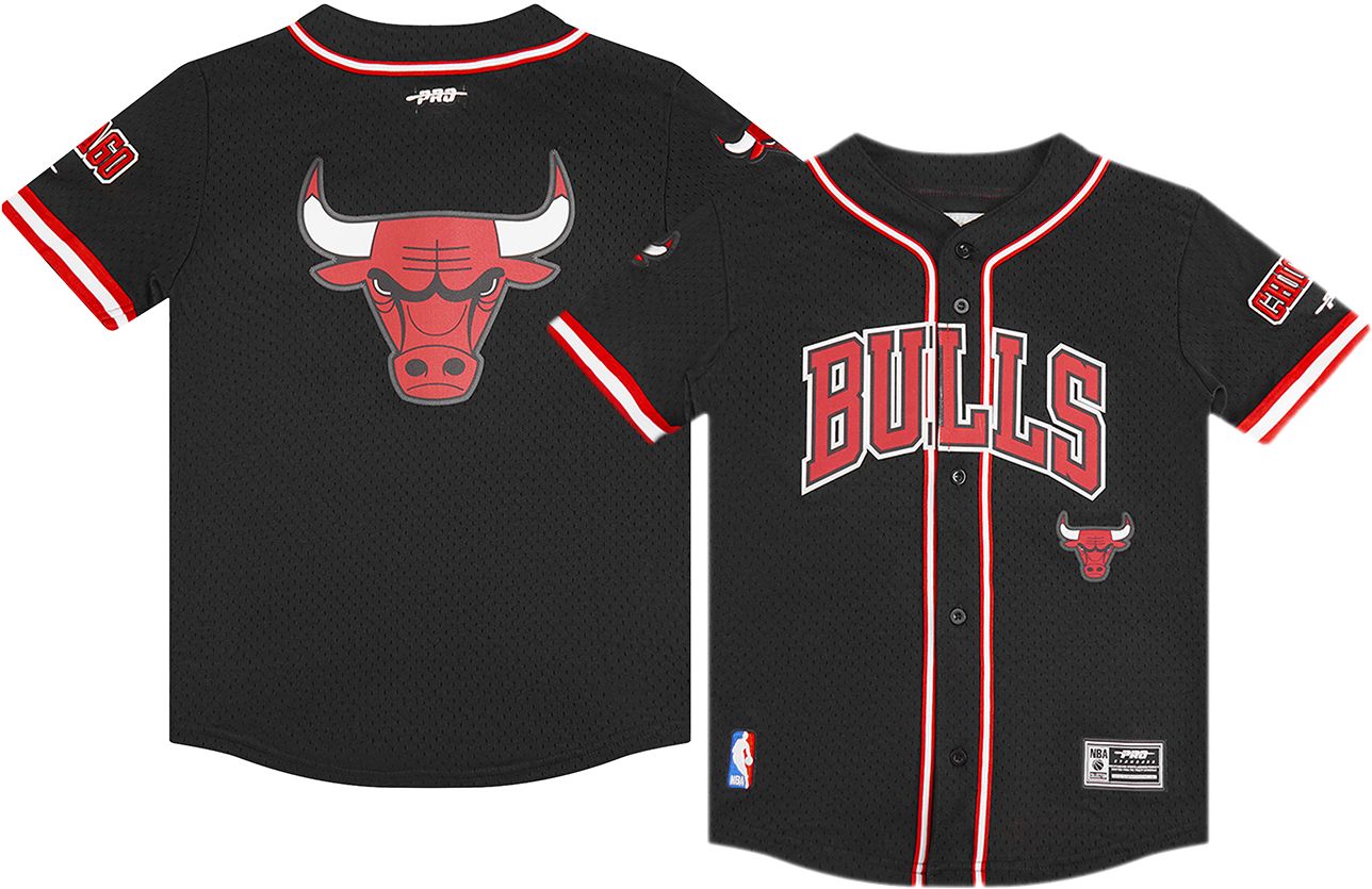 Boys Pro Standard Chicago Bulls Classic Mesh Button Down Shirt - Boys' Grade School Black/Red Size XL