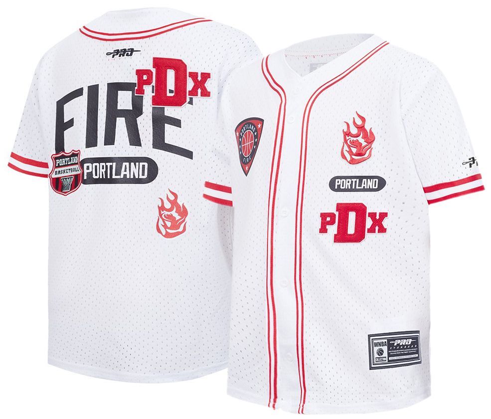 Pro Standard Youth Portland Fire White Letterman Button Down Shirt