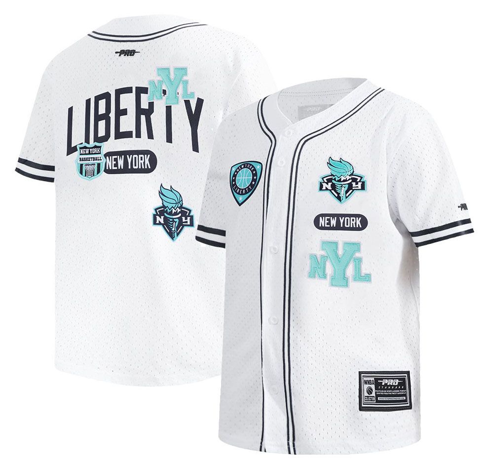 Pro Standard Youth New York Liberty White Letterman Button Down Shirt