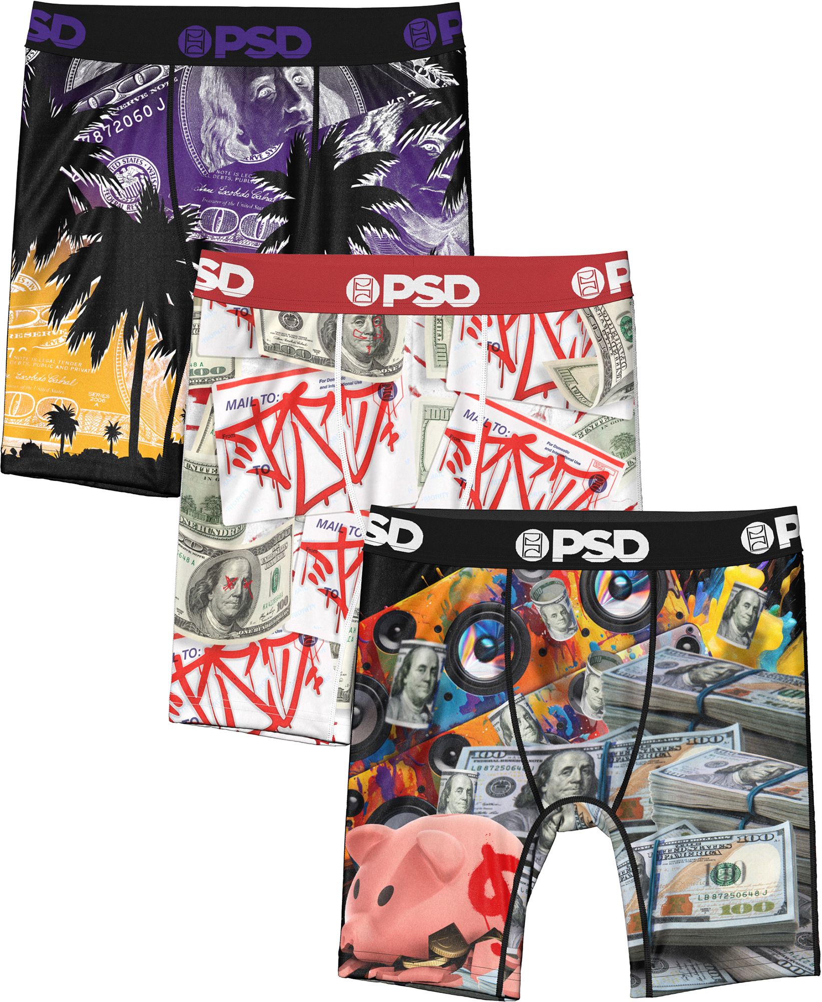 PSD Underwear Boys' Benji Bills Boxer Briefs - 3 Pack