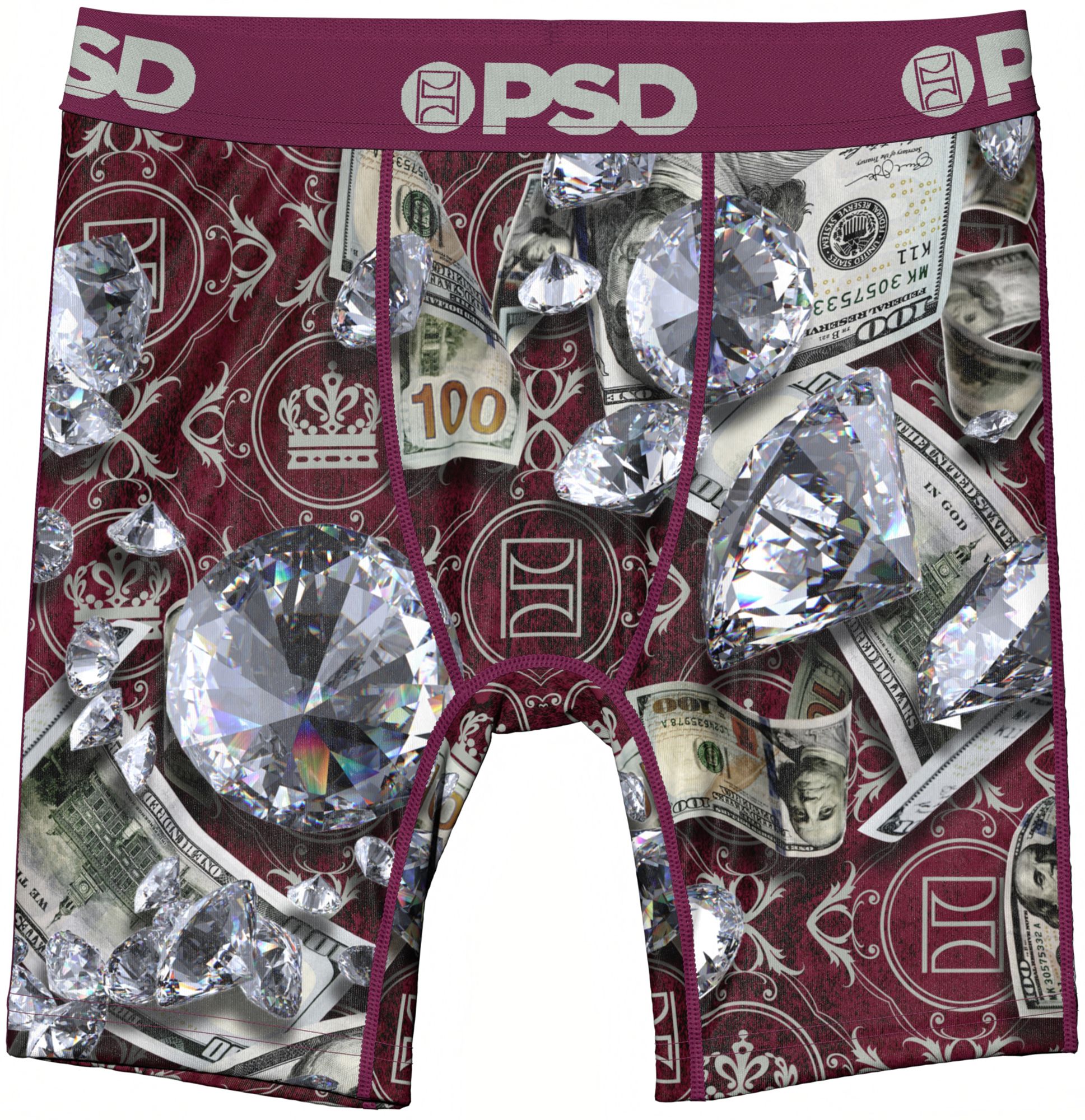 PSD Underwear Boys' Maroon Bands Boxer Briefs