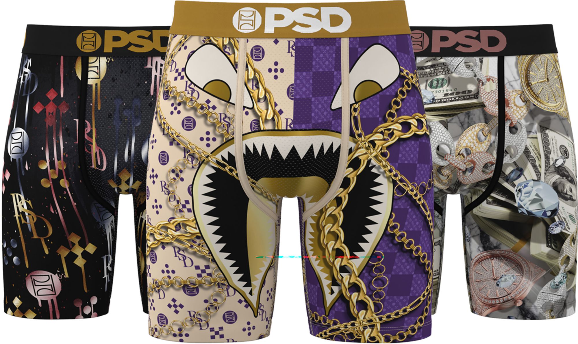 PSD Underwear Men's Gold Rush Boxer Briefs - 3 Pack