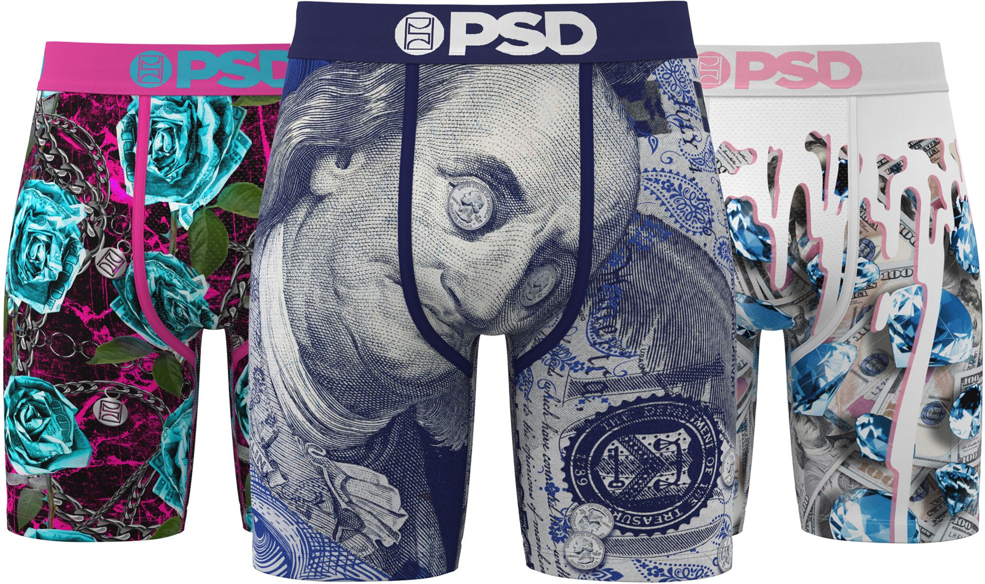 PSD Underwear Men's High Roll Boxer Briefs - 3 Pack