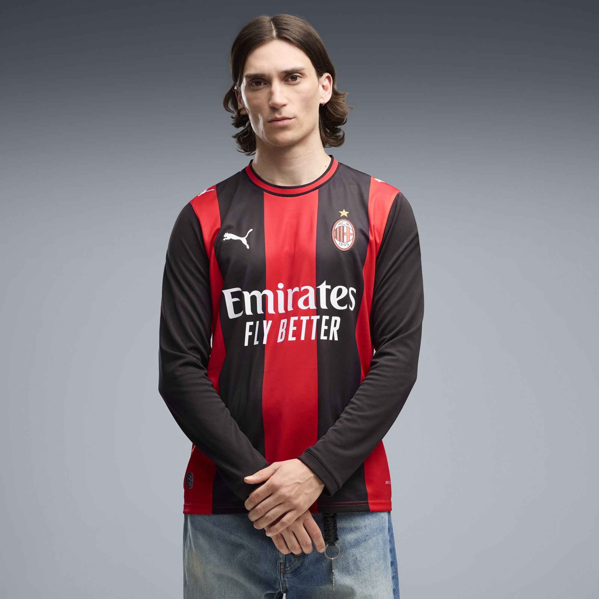 PUMA Adult AC Milan Black 2026 Home Replica Long Sleeve Jersey