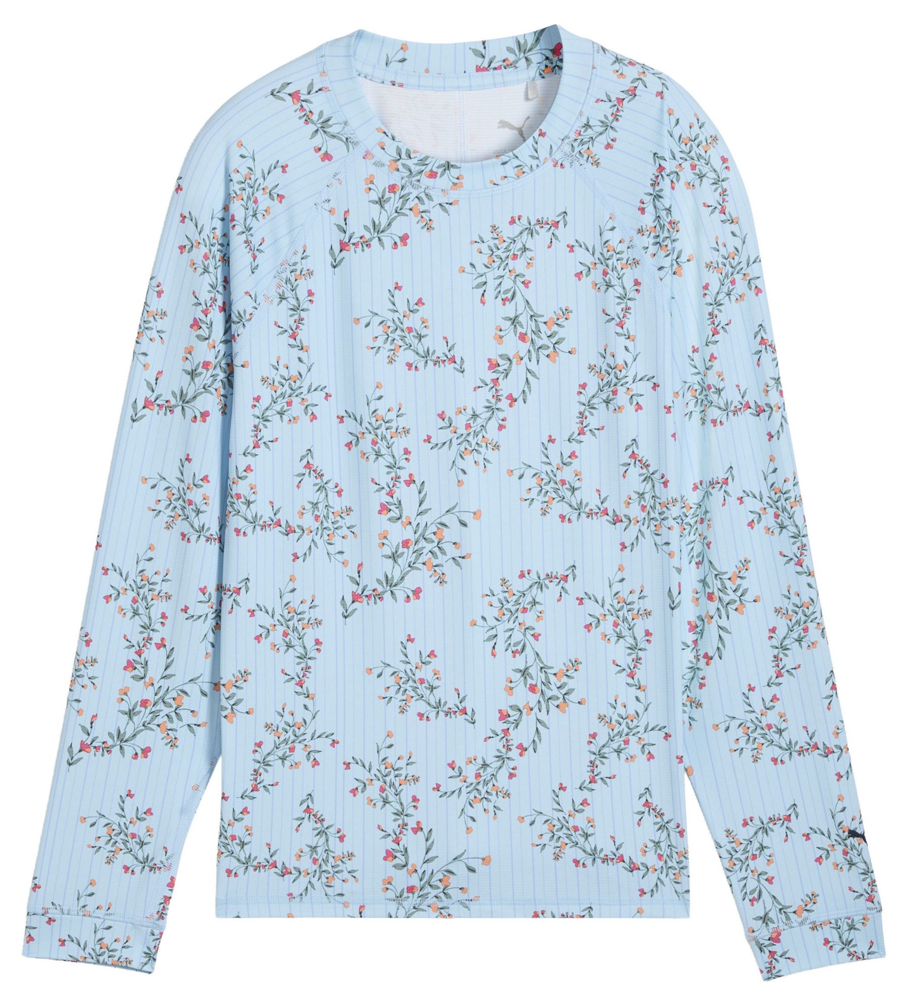 PUMA Girls' UV Floral Long Sleeve Crewneck Golf Shirt