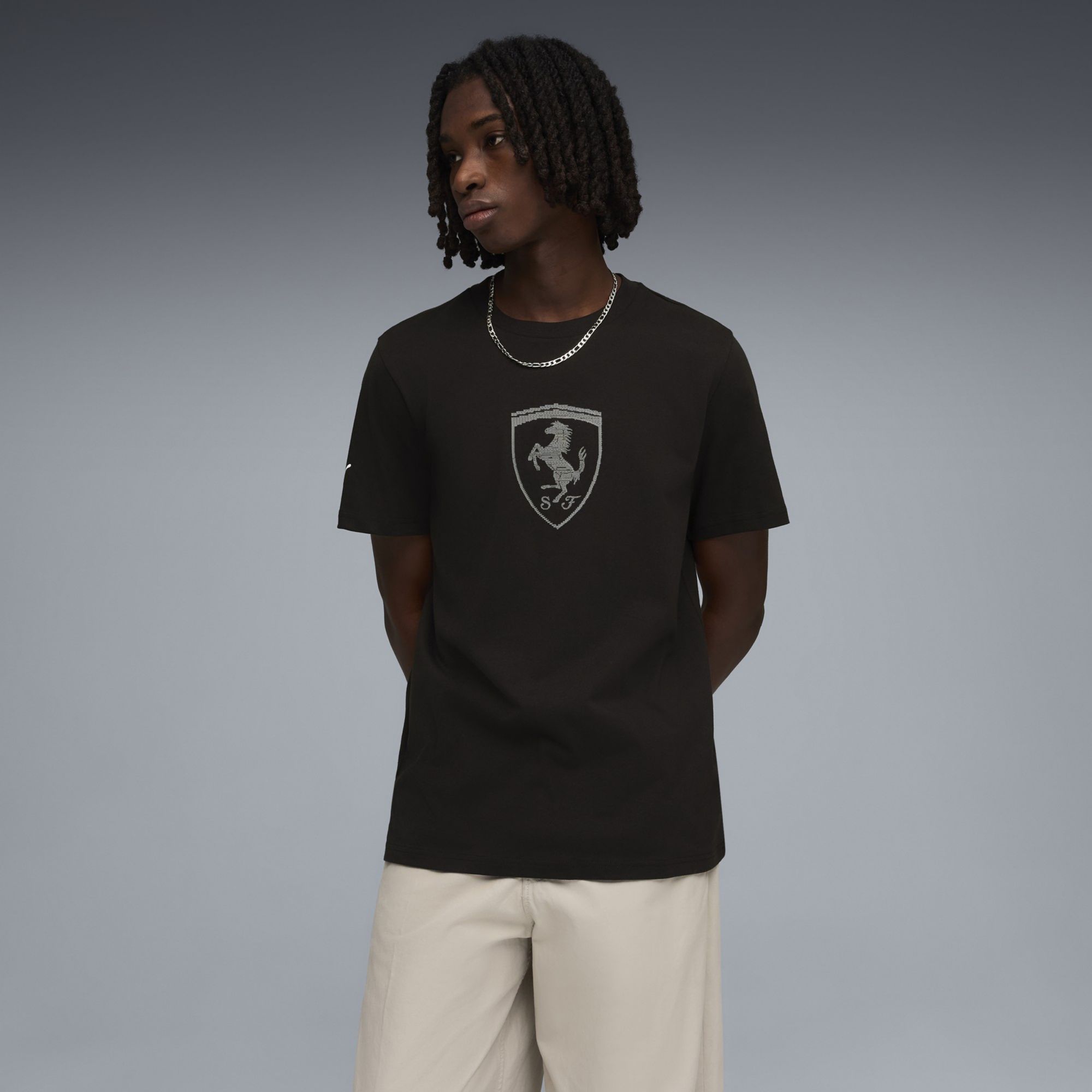 PUMA Men's F1 Ferrari Black Tonal Shield T-Shirt
