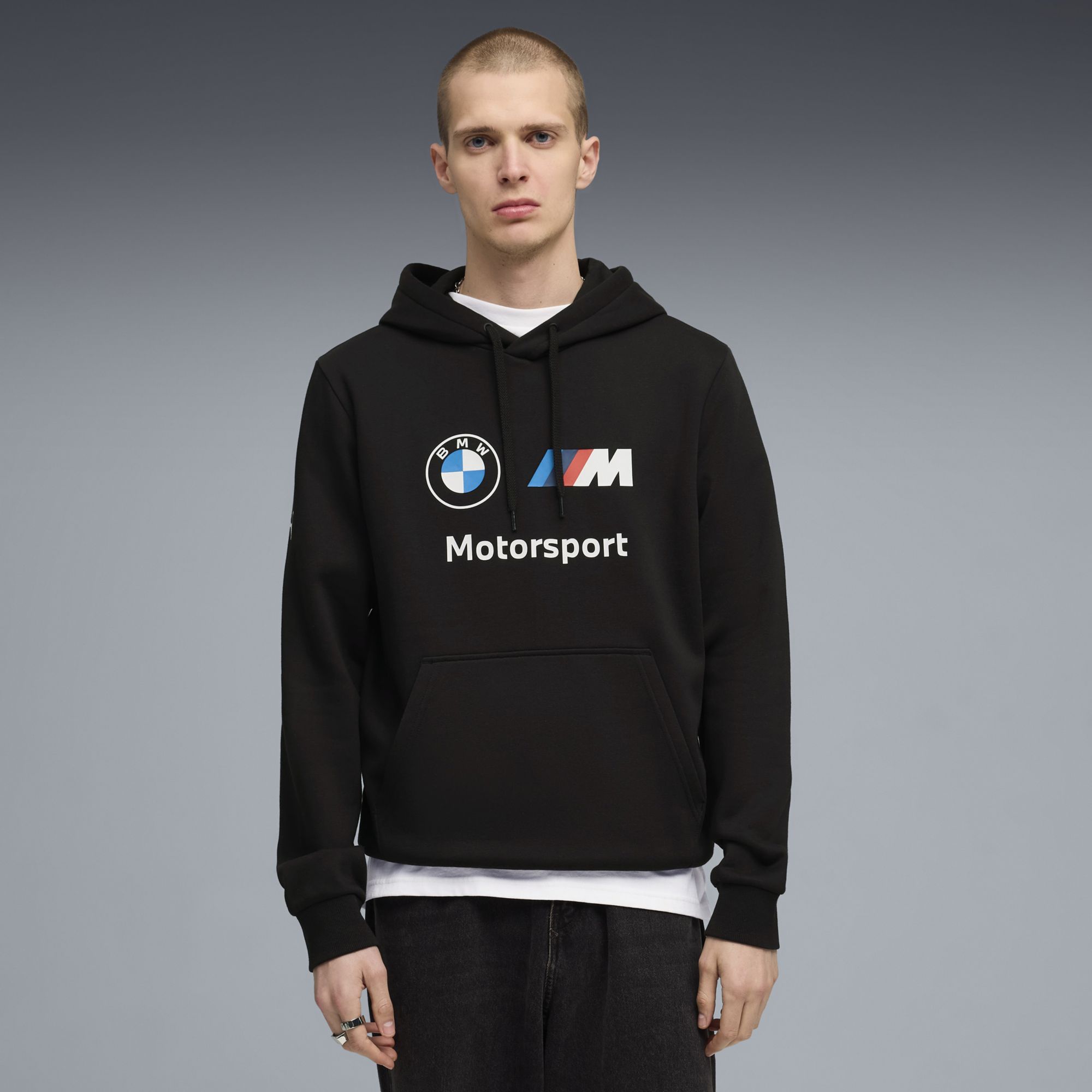 PUMA Men's F1 BMW Black Essential Pullover Hoodie