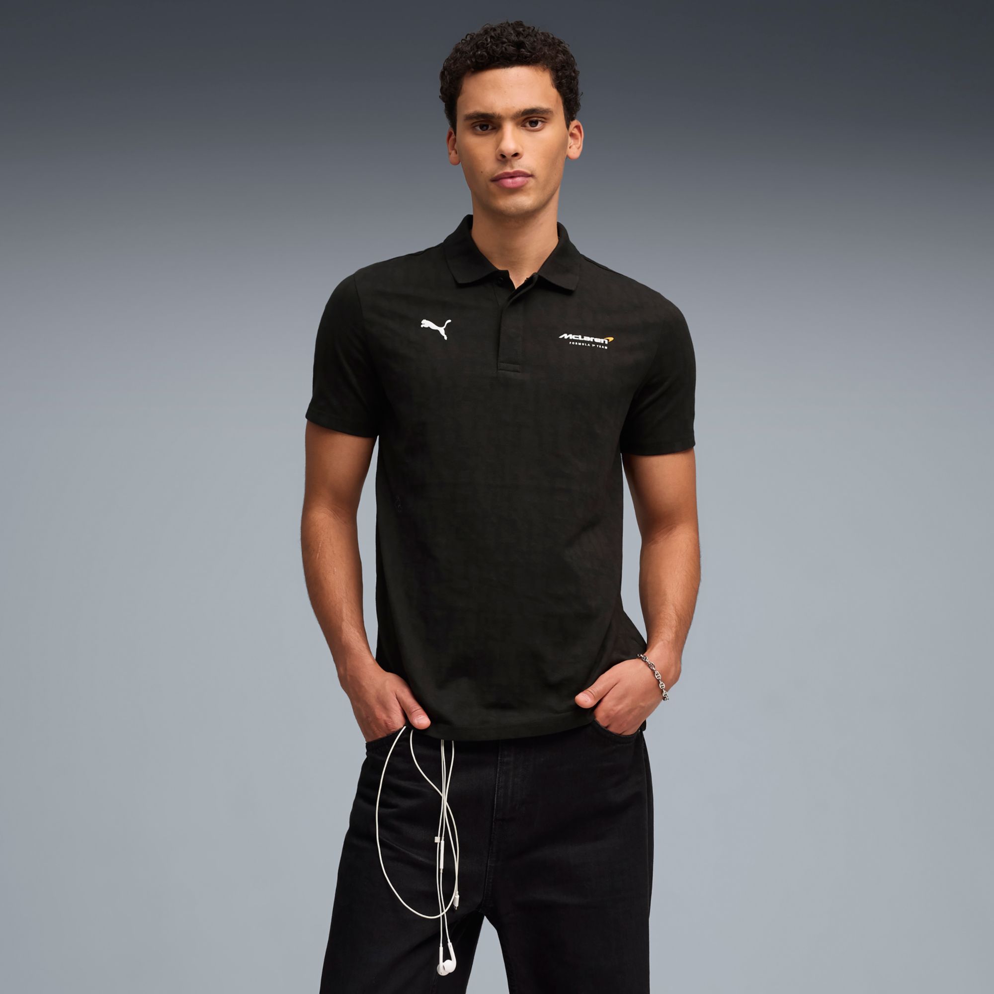 PUMA Men's F1 McLaren Black Jacquard Polo