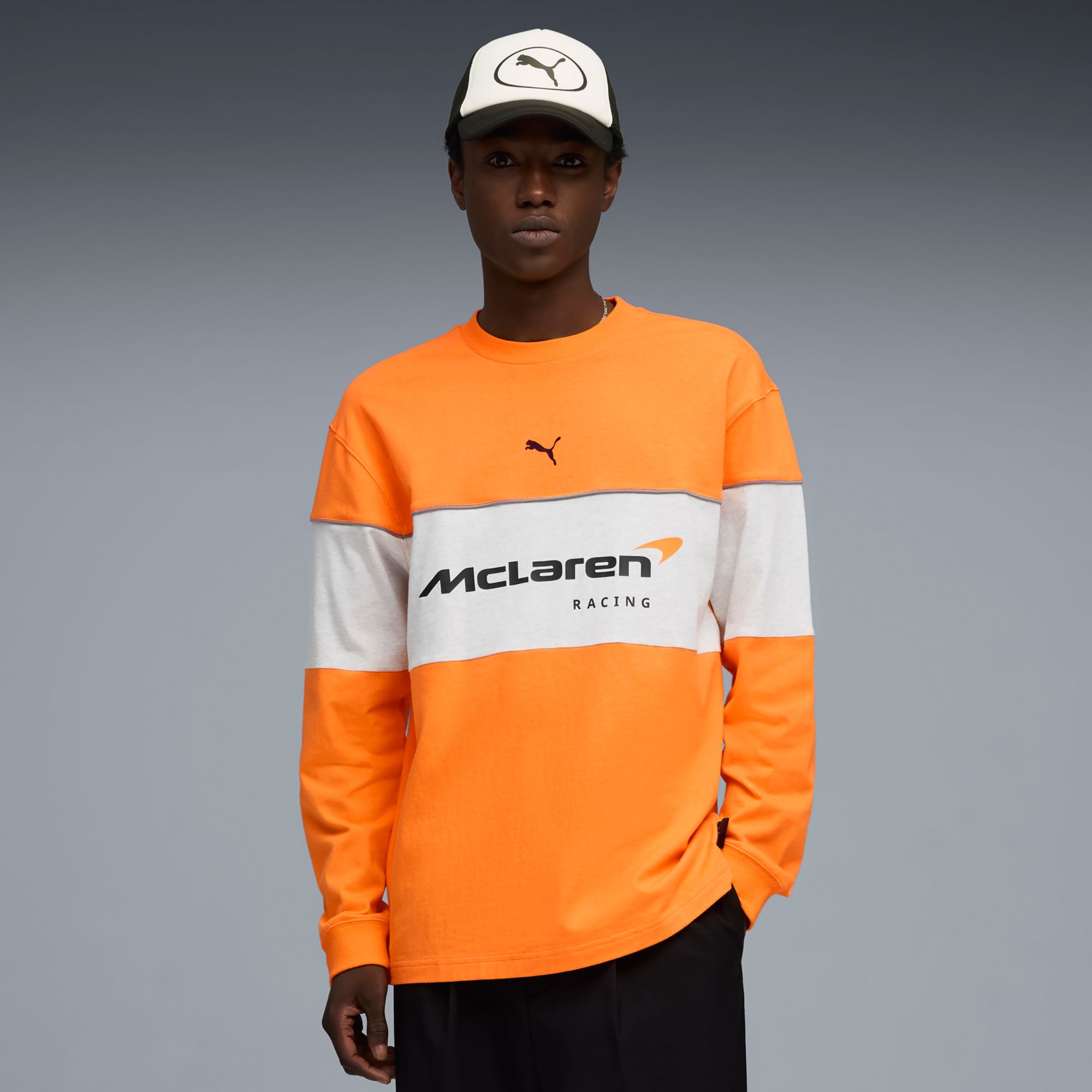 PUMA Men's F1 McLaren Orange Logo Long Sleeve Shirt