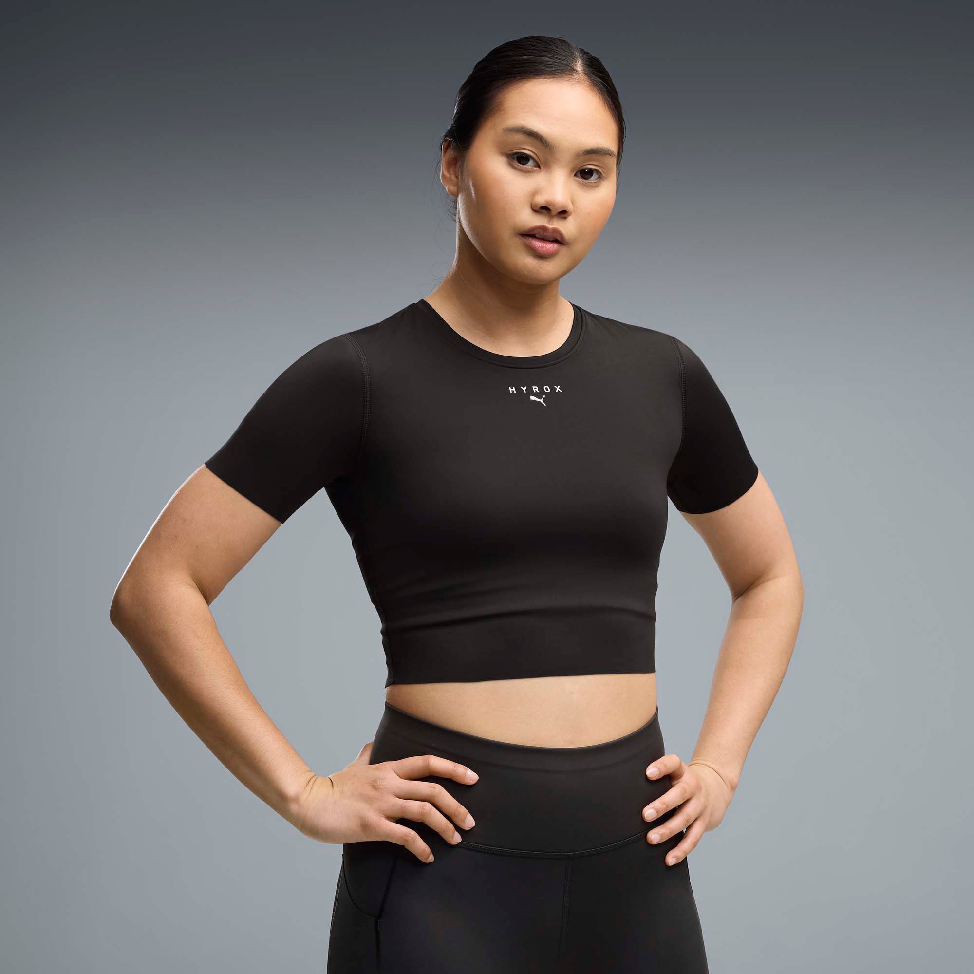 PUMA x HYROX PWRMODE Women's Crop Tee, Medium, Puma Black