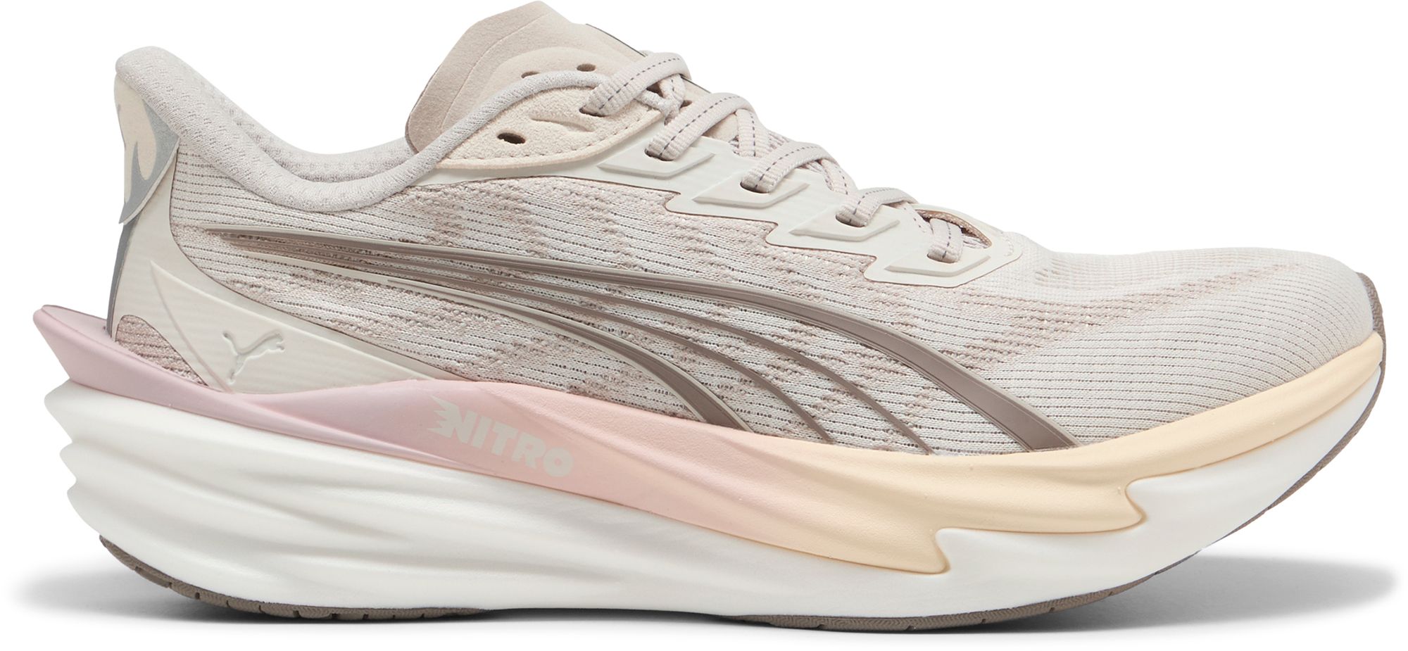 PUMA Women's Deviate NITRO 4 Running Shoes, Size 8.5, Alpine Snow/Misty Pink