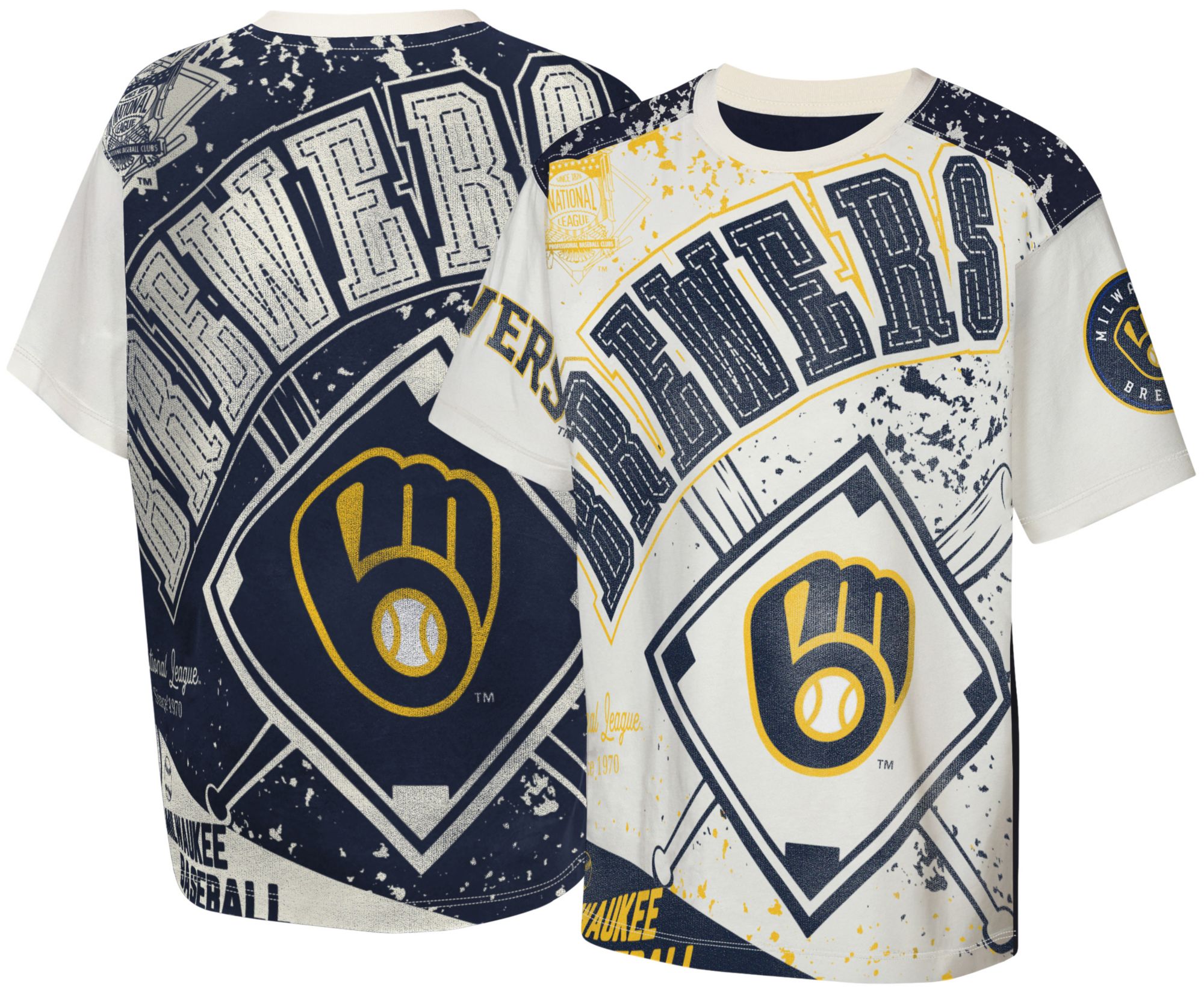 MLB Team Apparel Youth Milwaukee Brewers Top Player All Over Print T-Shirt