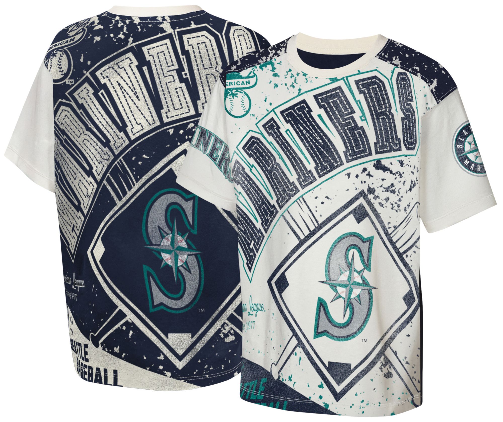 MLB Team Apparel Youth Seattle Mariners Top Player All Over Print T-Shirt