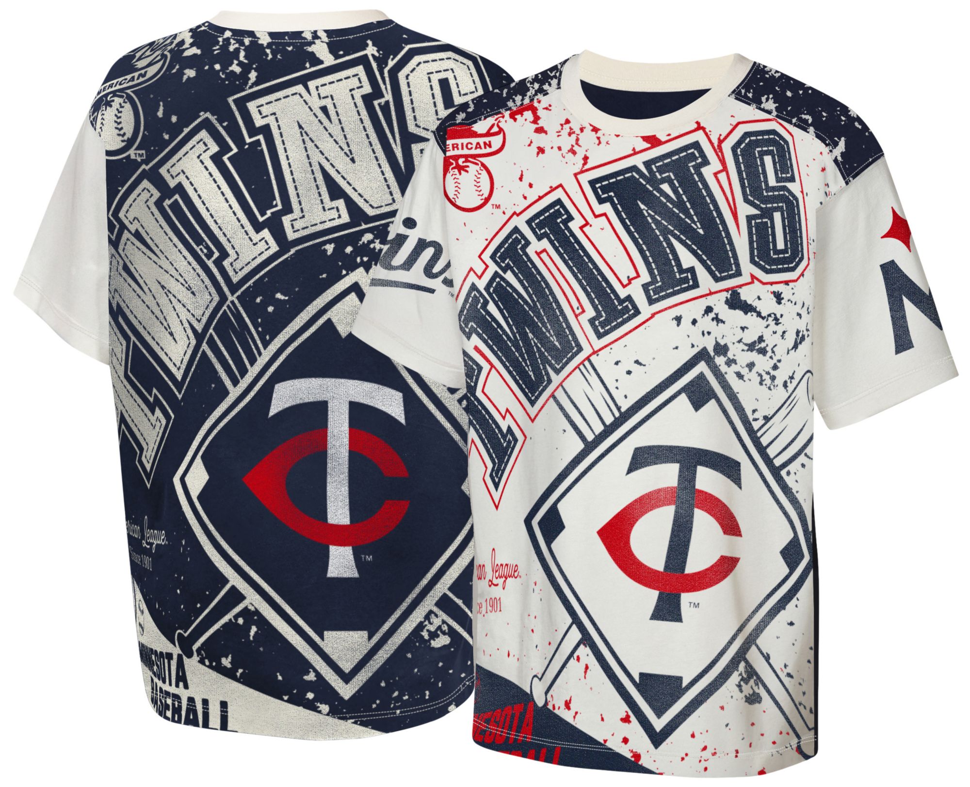 MLB Team Apparel Youth Minnesota Twins Top Player All Over Print T-Shirt
