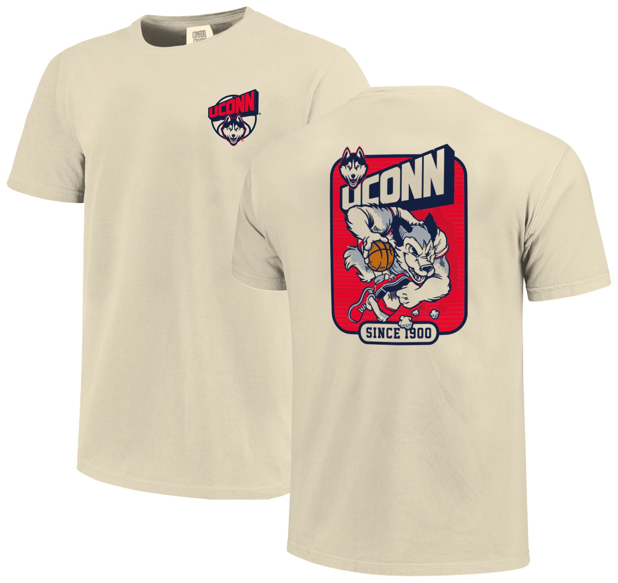 Image One Men's UConn Huskies Ivory Retro Comic Poster T-Shirt