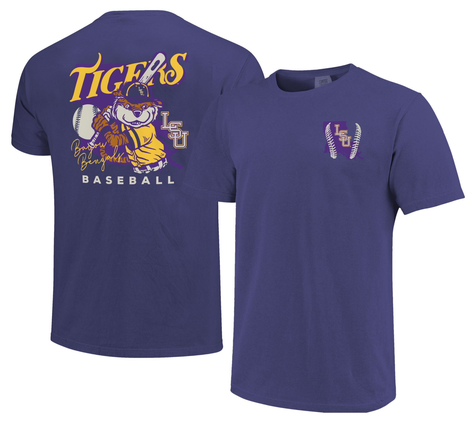 Image One Men's LSU Tigers Purple Baseball Mascot T-Shirt
