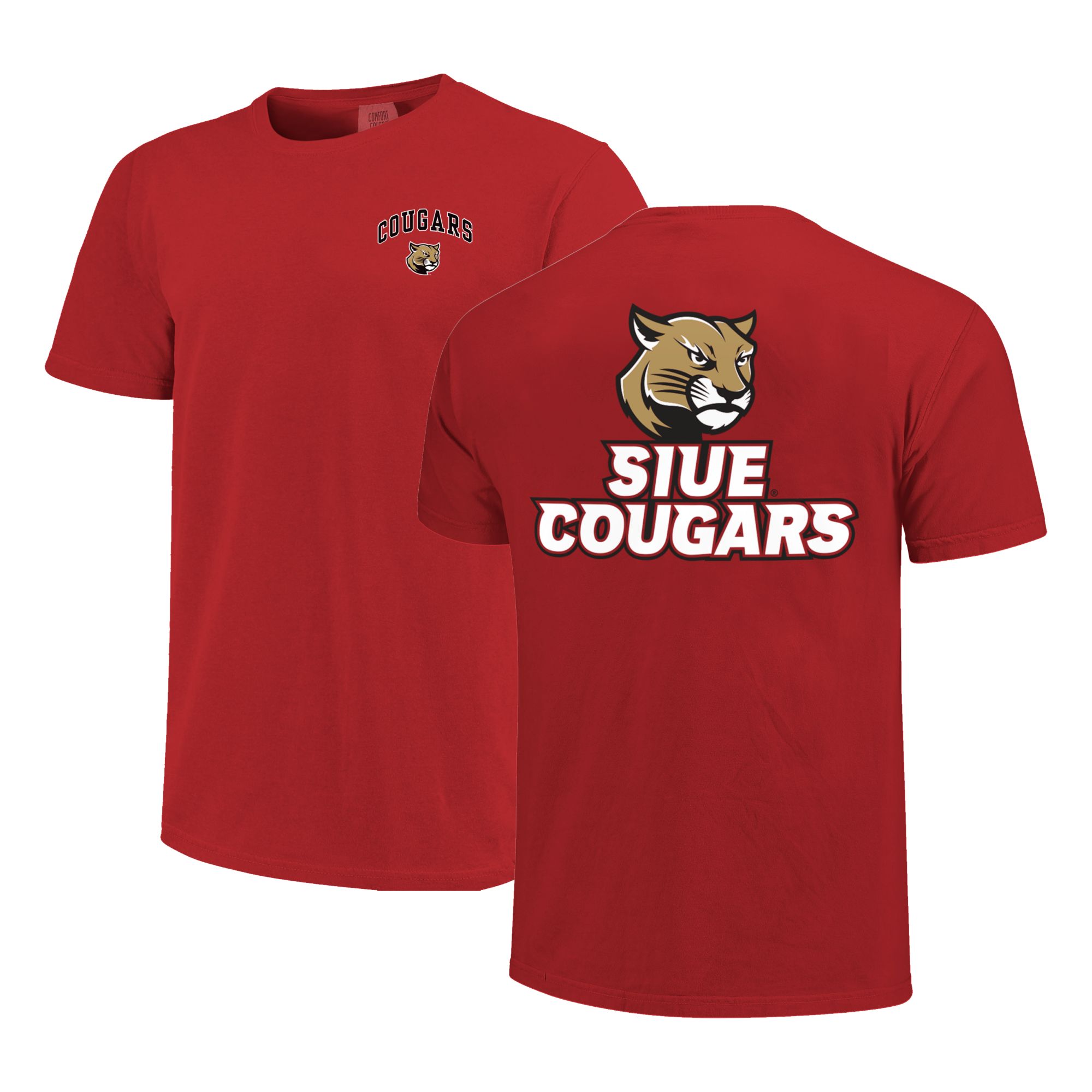 Image One Men's SIU  Edwardsville Cougars Red Mascot Arch T-Shirt