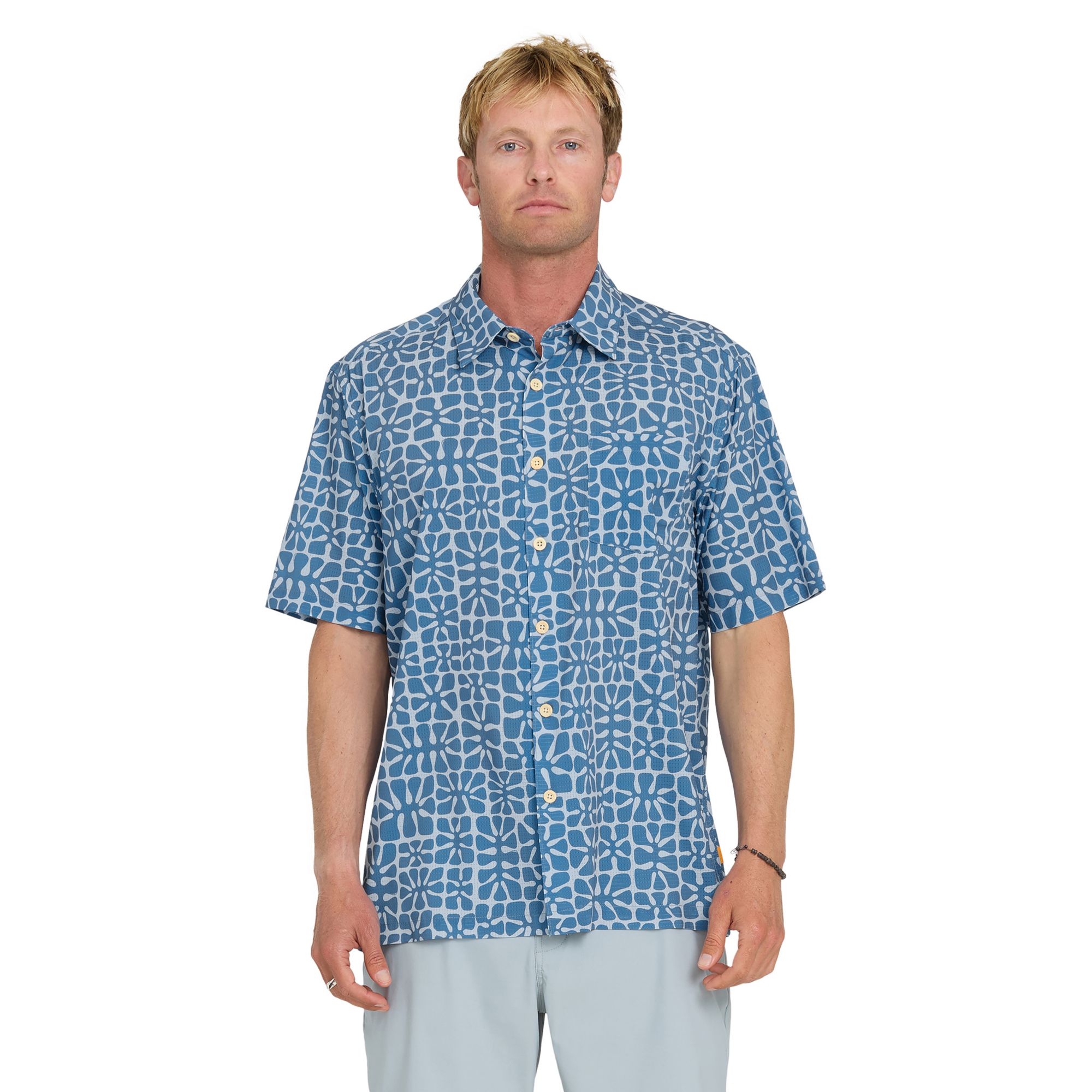Quiksilver Men's Waterman Coral Sea Woven Short Sleeve Shirt