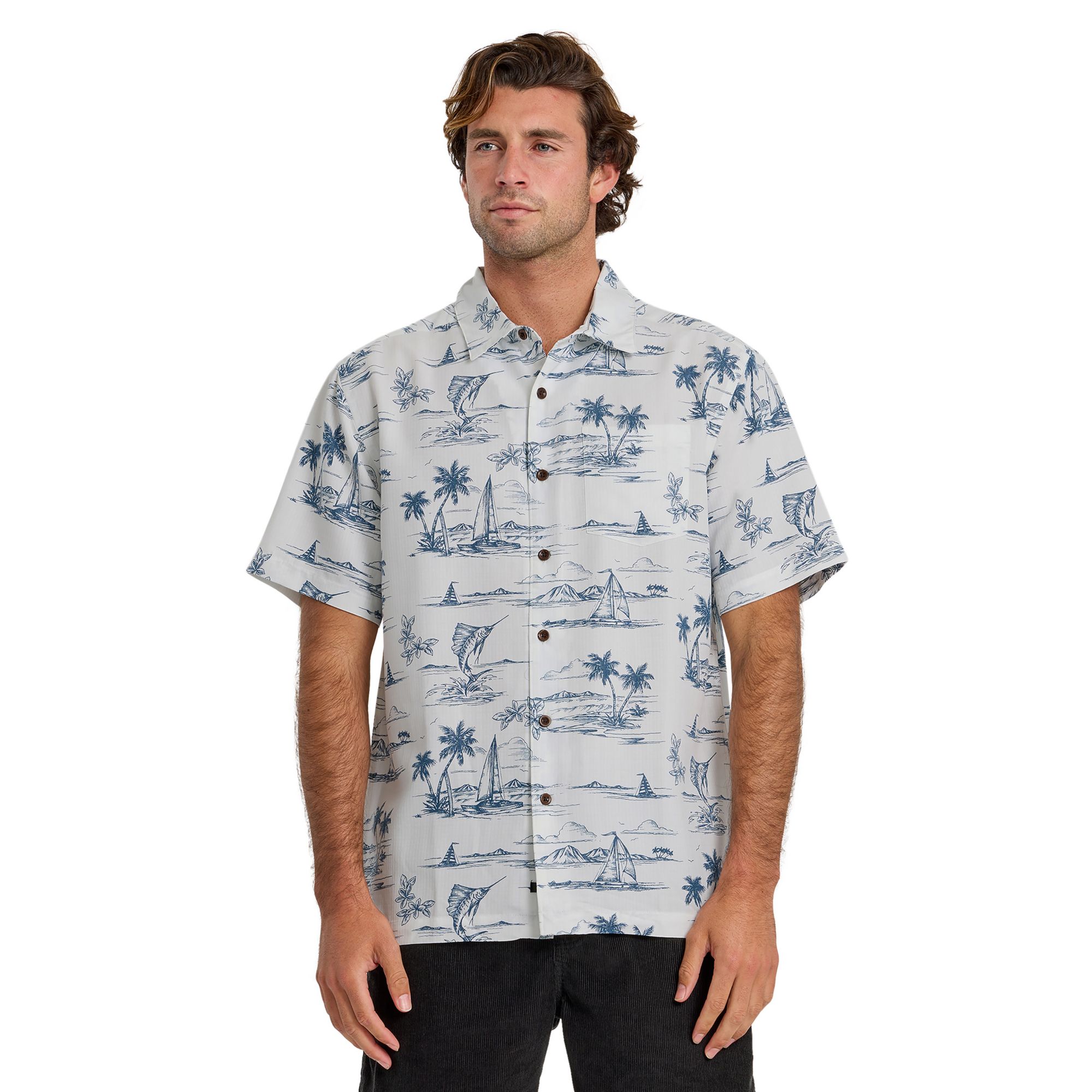 Quiksilver Men's Waterman Sail Away Woven Short Sleeve Shirt