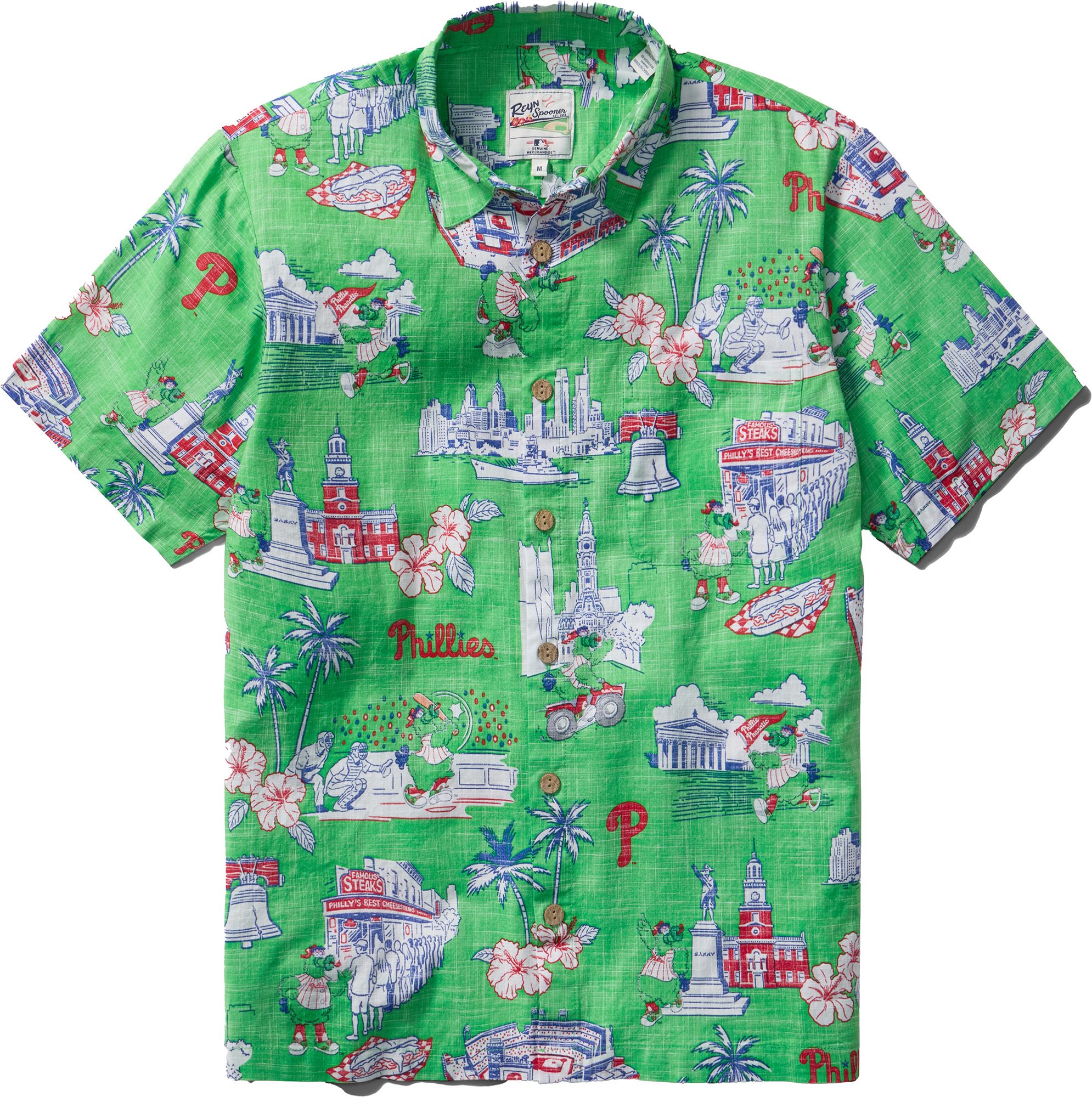 Reyn Spooner Men's Philadelphia Phillies Green Mascot Button-Down Shirt