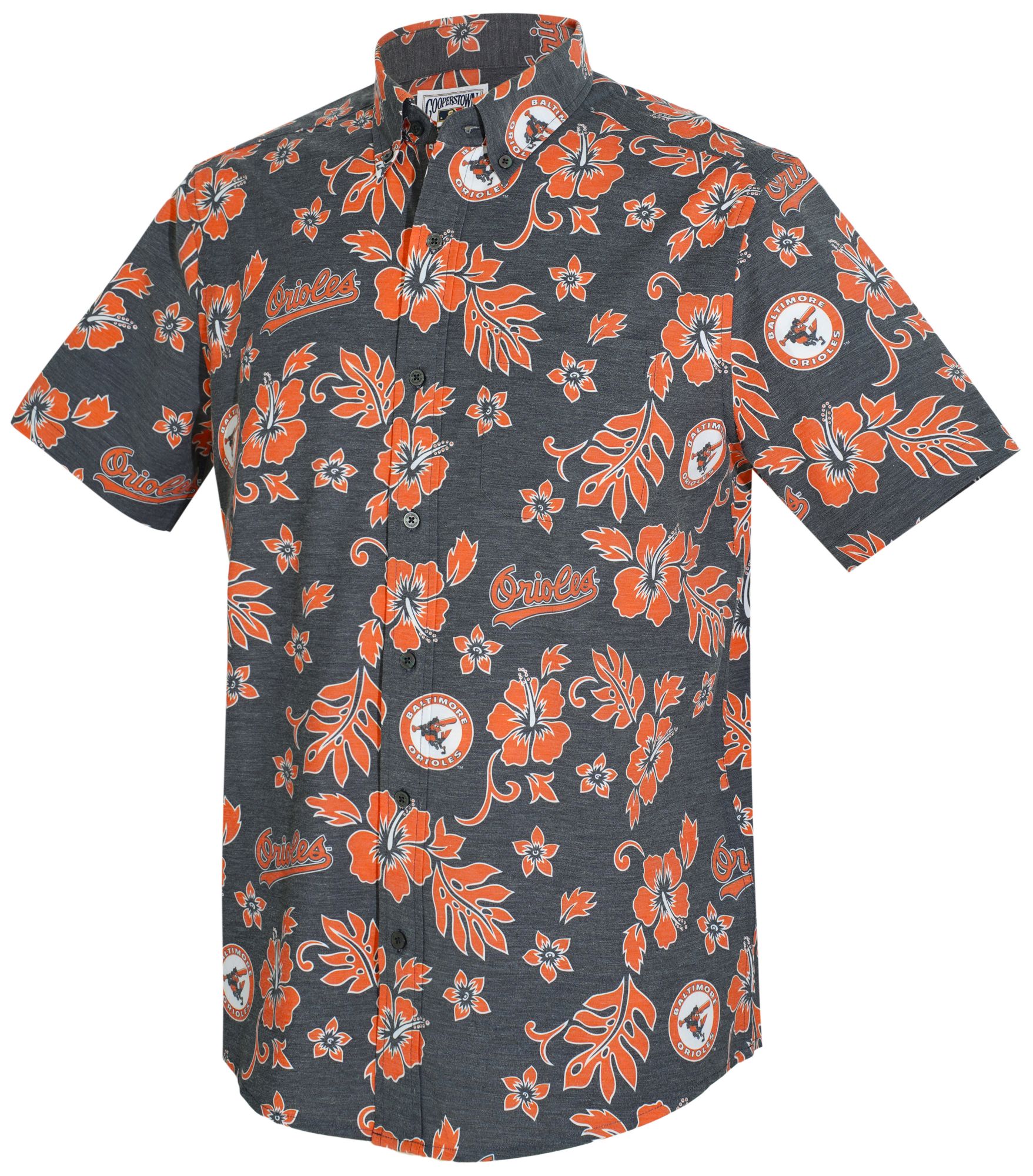 Reyn Spooner Men's Baltimore Orioles Black Cooperstown Kekai Button-Down Shirt