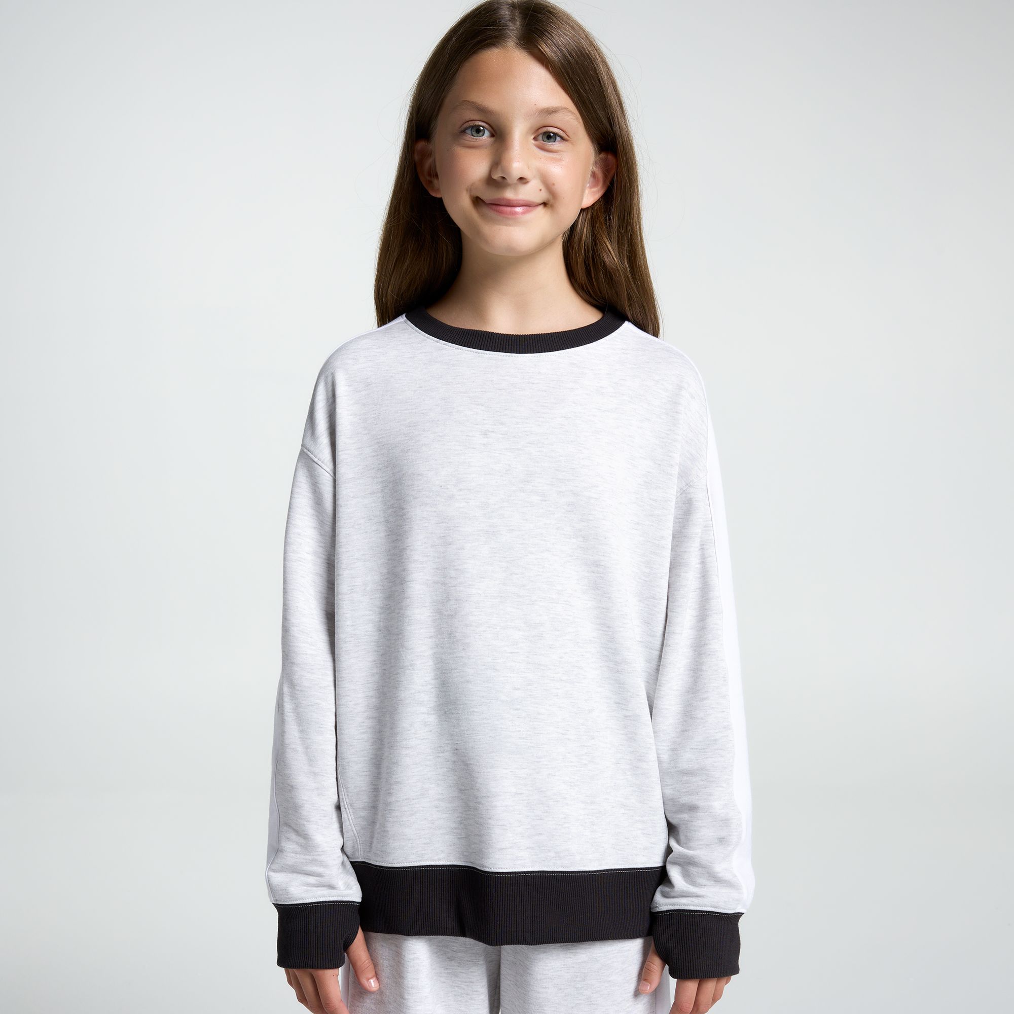 DSG Girls' So Soft Crew, XL, Light Heather Grey Nov