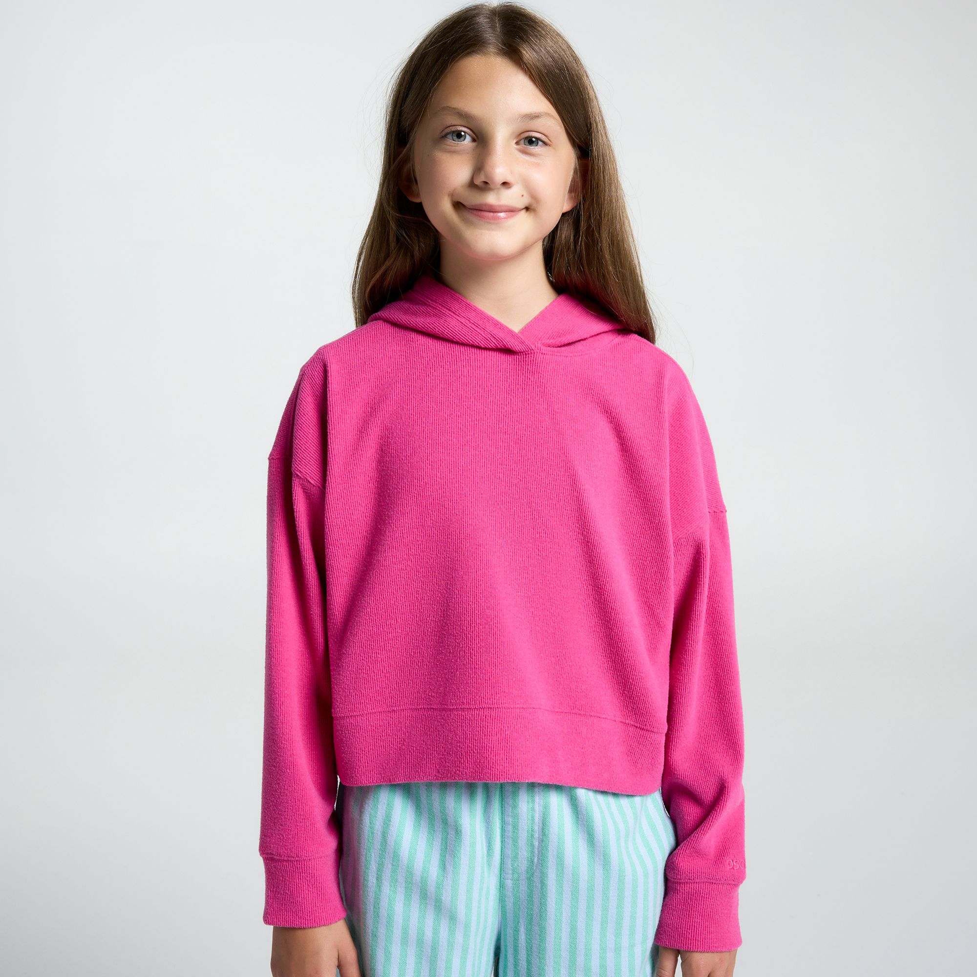 DSG Girls' So Soft Rib Hoodie, XL, Berry Blast Heather