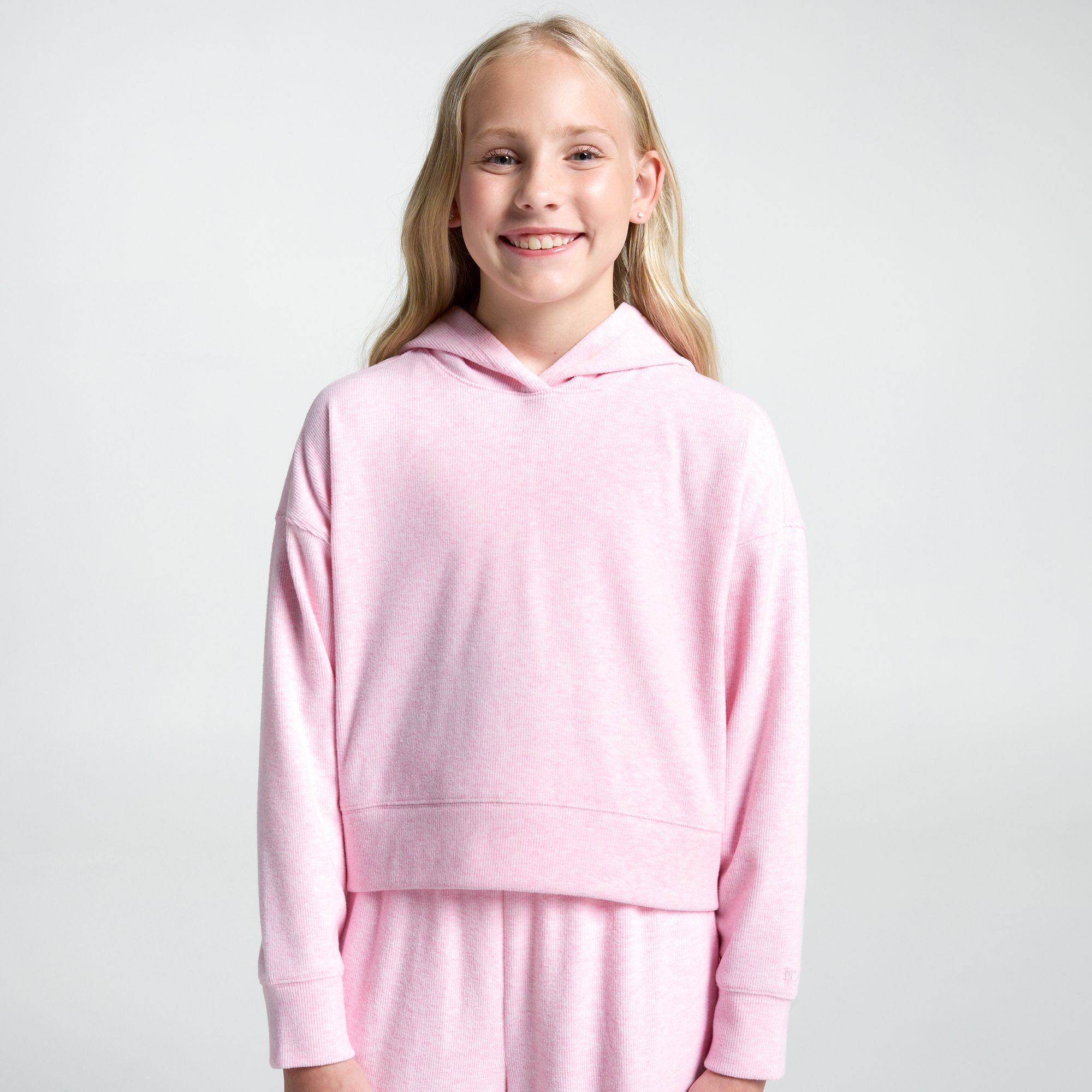 DSG Girls' So Soft Rib Hoodie, XL, Pure Pink Heather