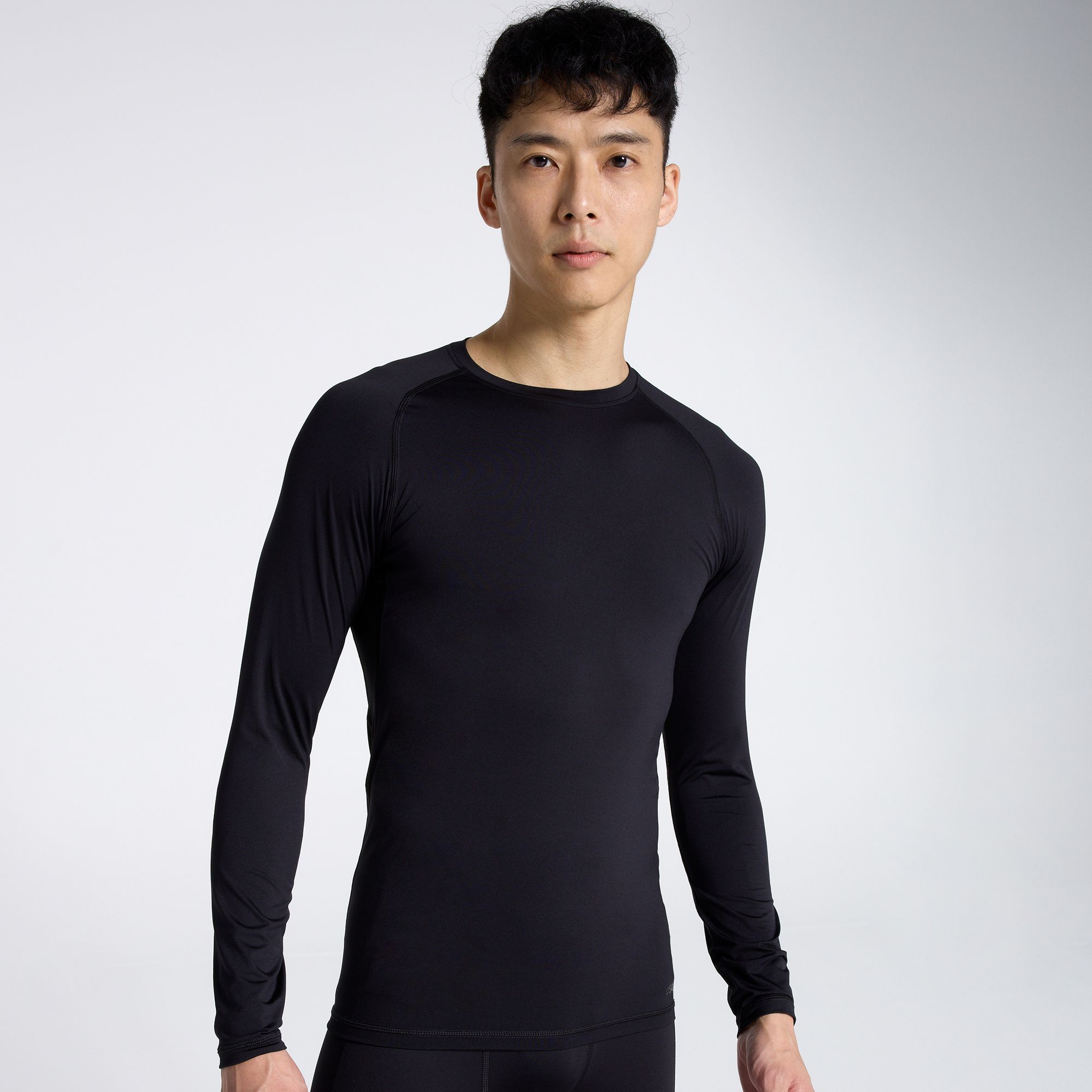 DSG Men's Long Sleeve Compression Crew, XXL, Pure Black