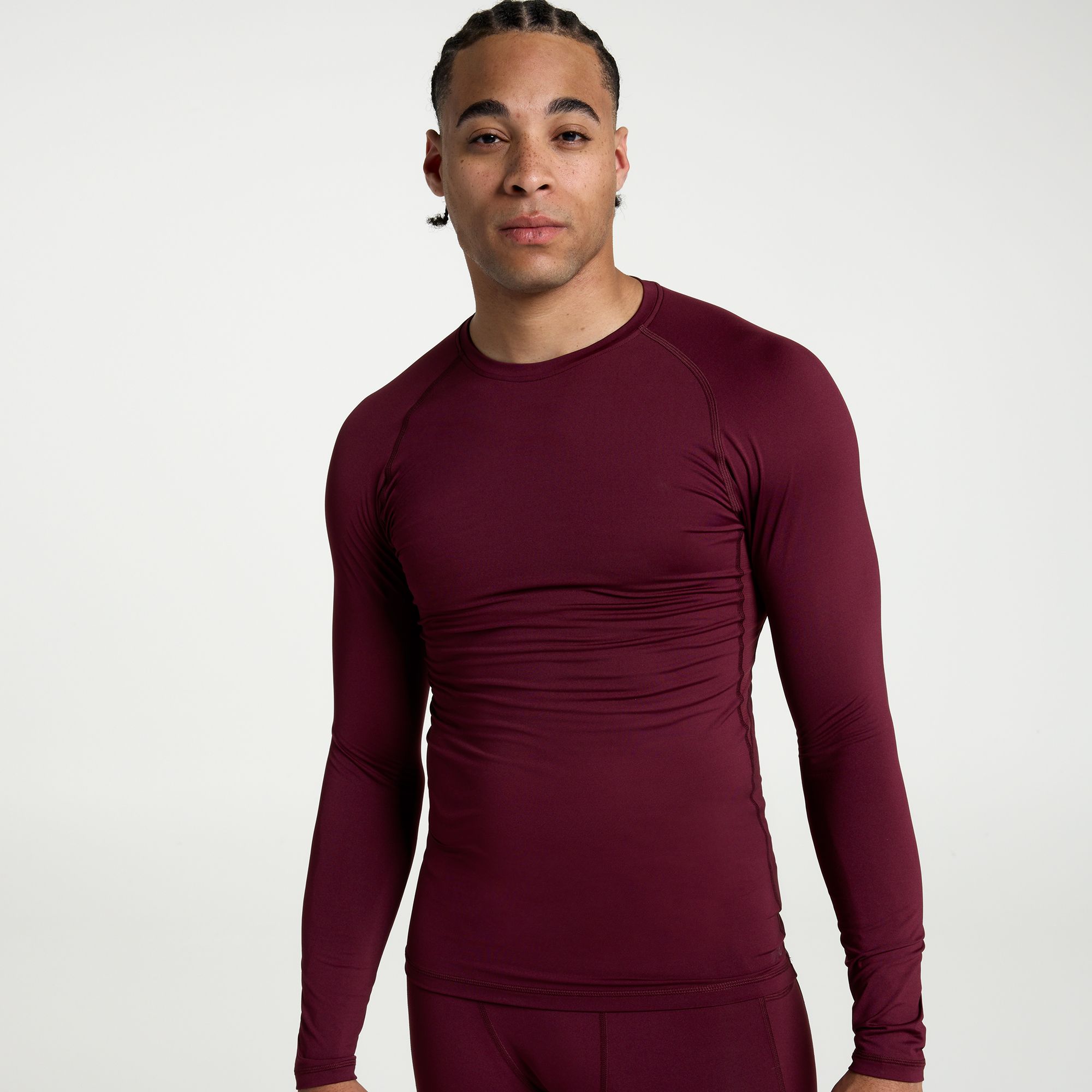DSG Men's Long Sleeve Compression Crew, XXL, Team Burgundy