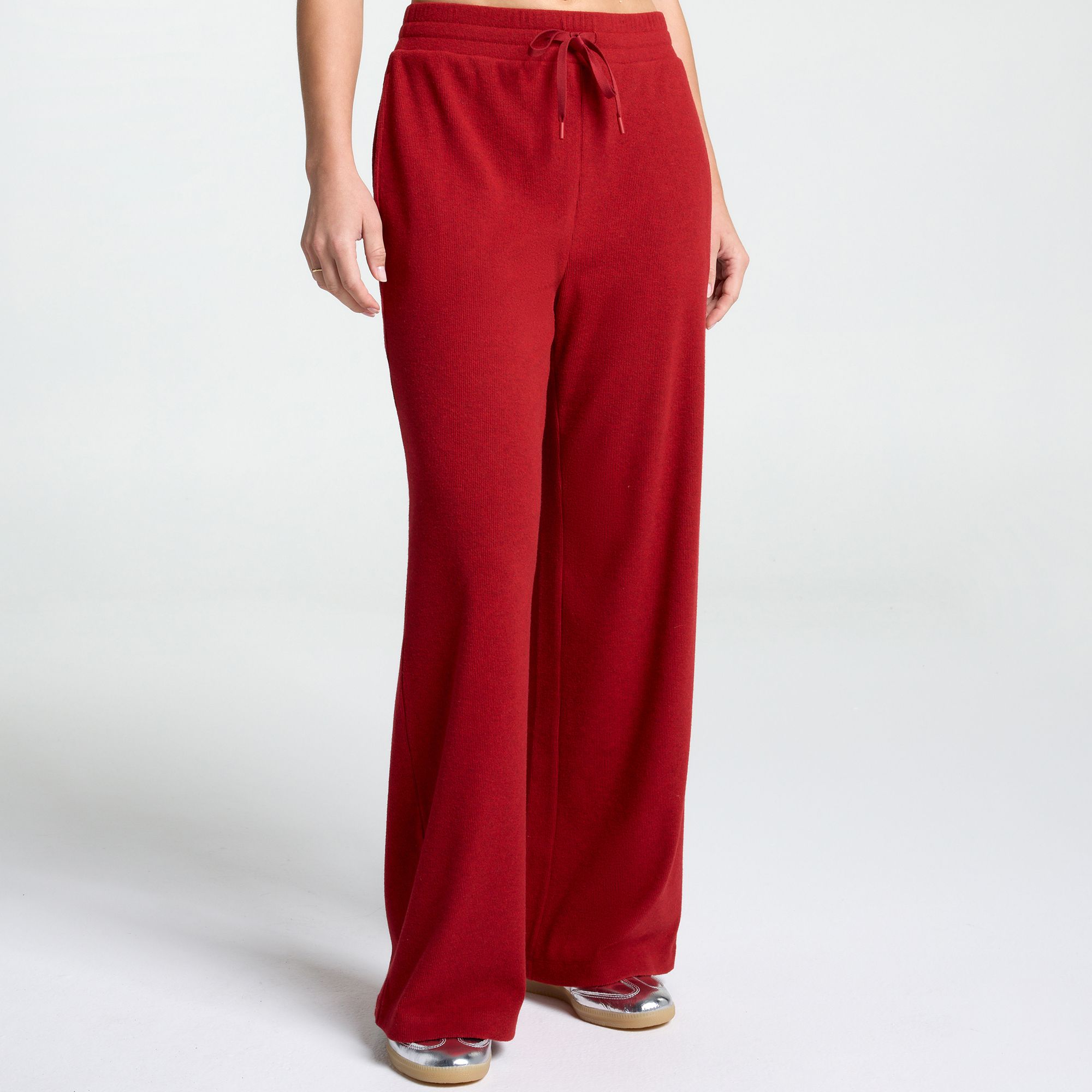 DSG Women's So Soft Rib Wide Leg Pants, XL, Spiced Red Heather