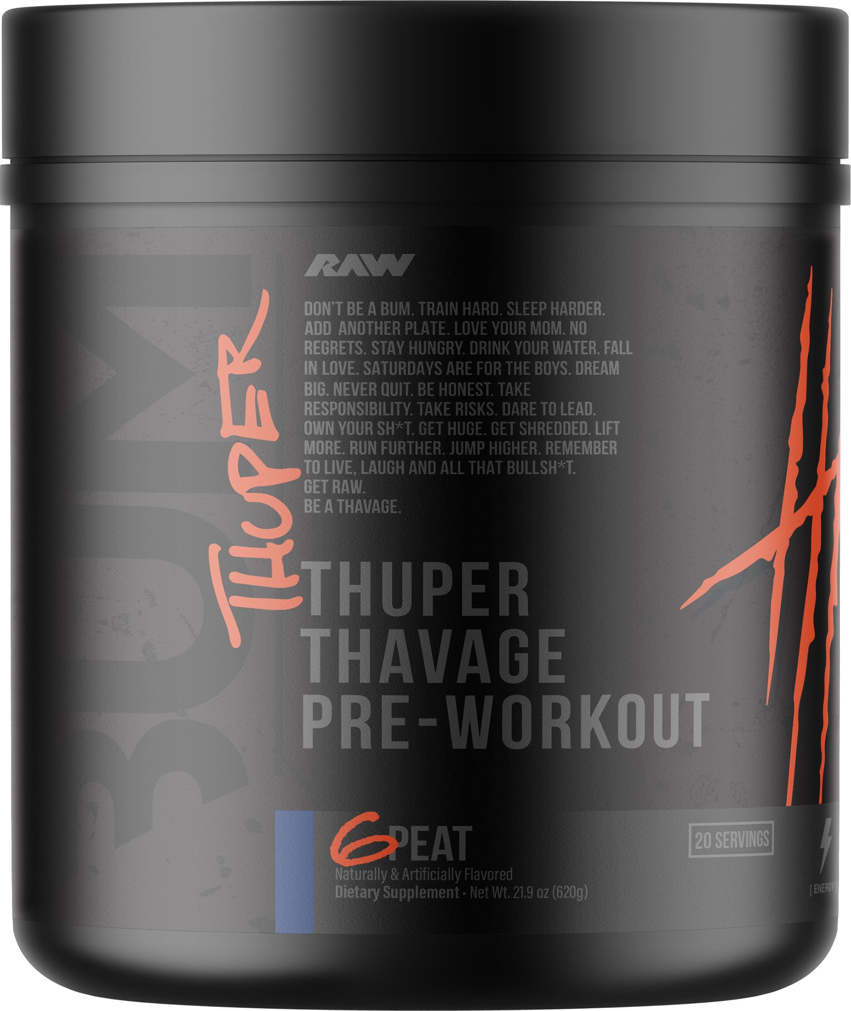 RAW CBUM Thuper Thavage Pre-Workout Powder - 20 Servings