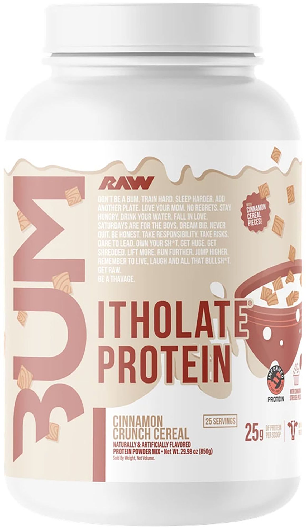 RAW BUM ISO Cinnamon Crunch Cereal Protein Powder