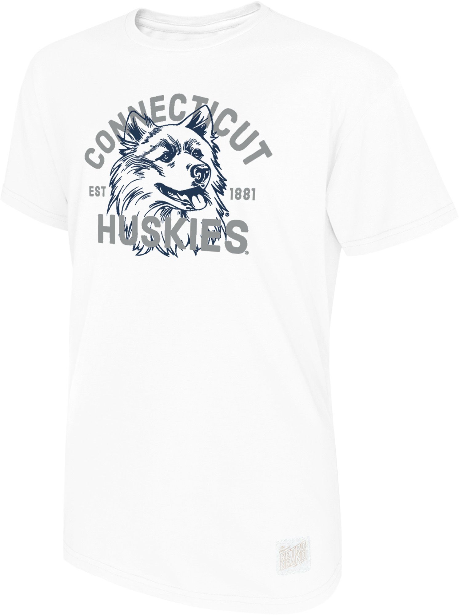 Retro Brand Men's UConn Huskies White Vintage Logo T-Shirt