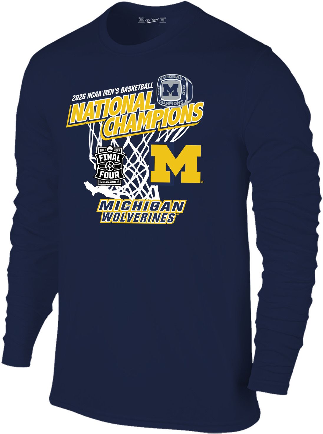 Retro Brand Adult 2026 Men's Basketball National Champions Michigan Wolverines Long Sleeve Shirt