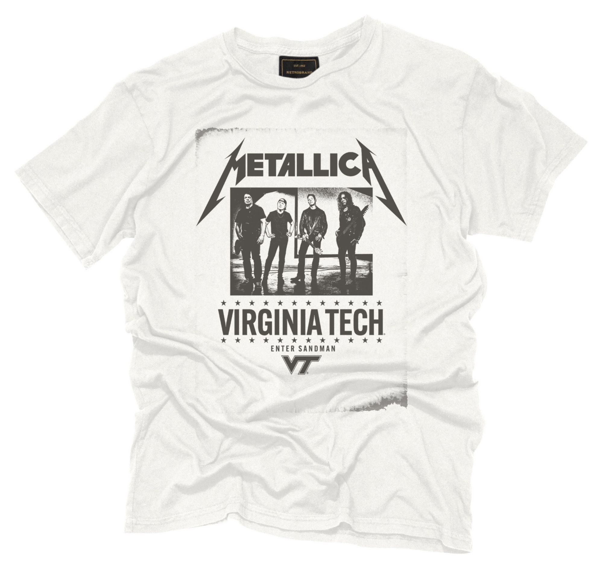 Retro Brand Men's Virginia Tech Hokies White VA Tech x Metallica T-Shirt