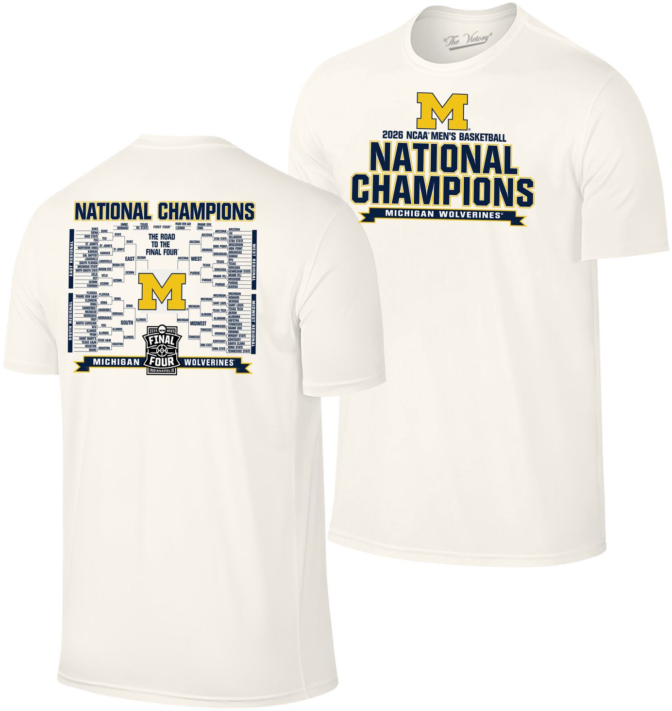 Retro Brand Adult 2026 Men's Basketball National Champions Michigan Wolverines Bracket T-Shirt