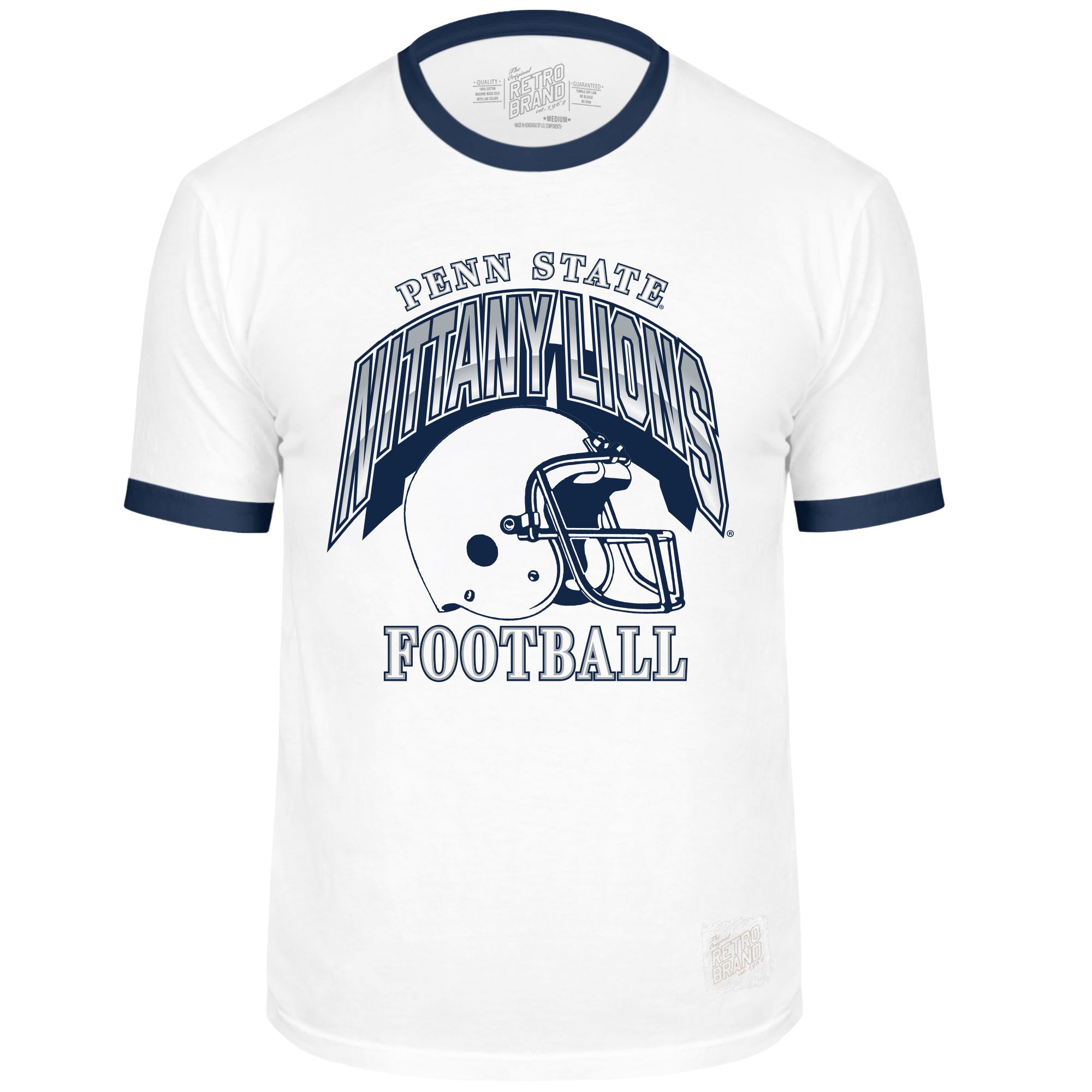 Retro Brand Men's Penn State Nittany Lions White Football Ringer T-Shirt