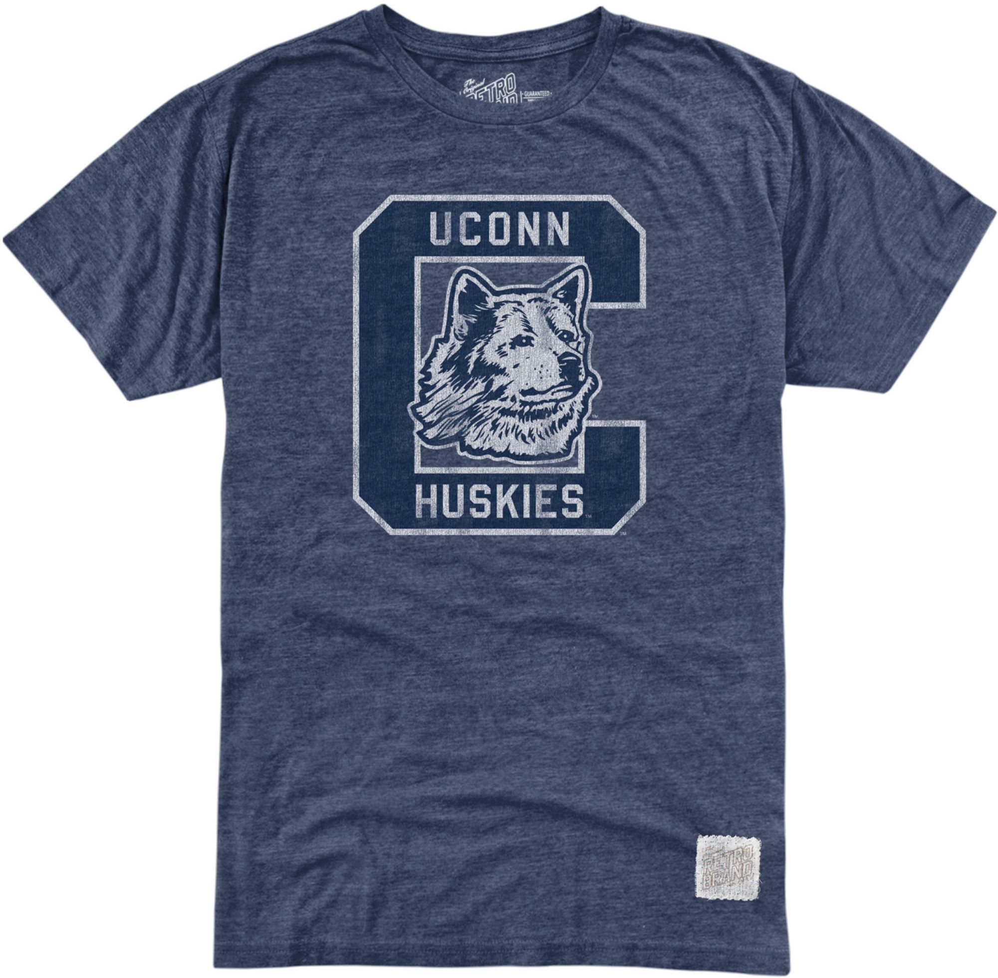 Retro Brand Men's UConn Huskies Navy Vintage Logo T-Shirt