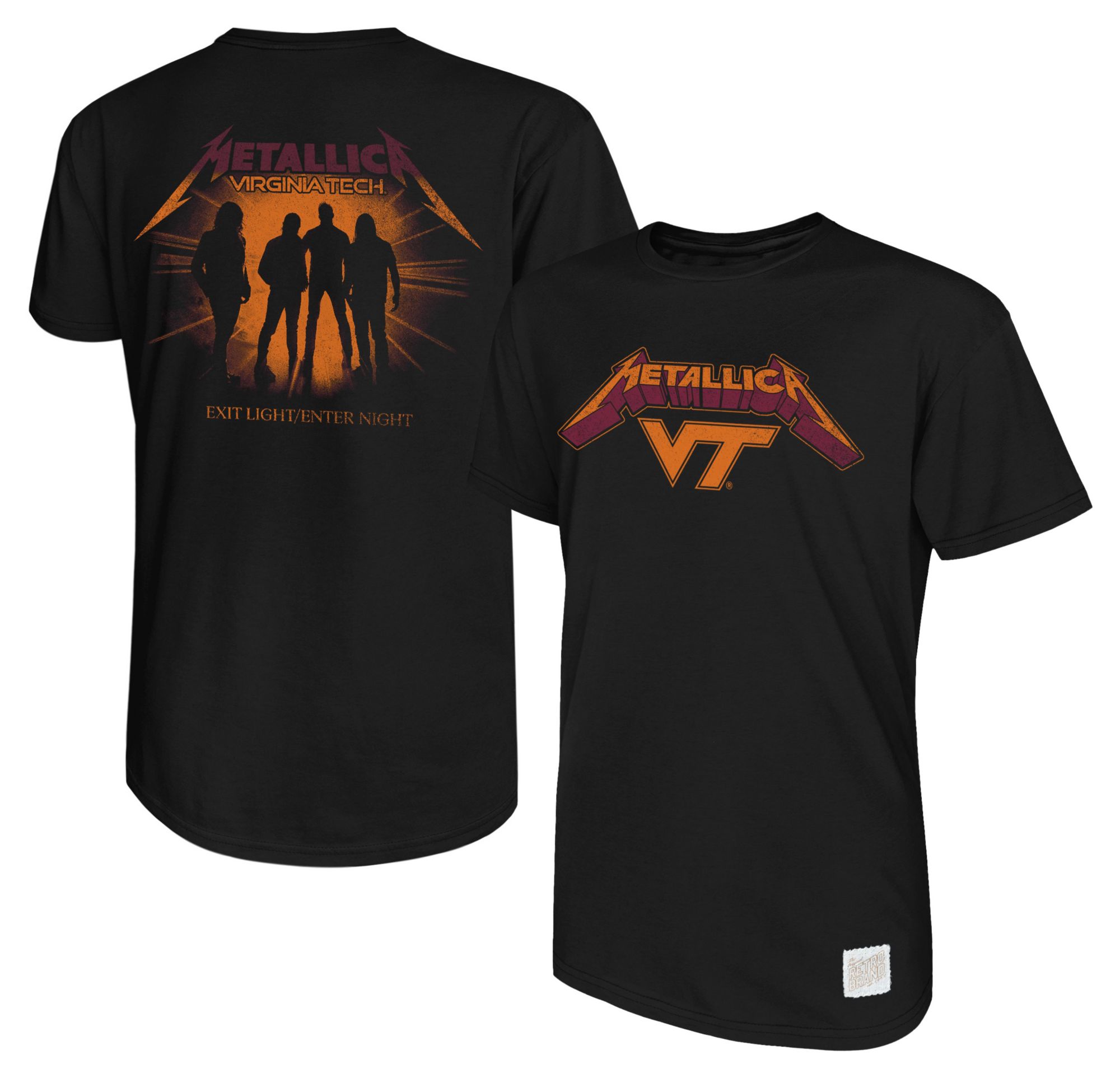 Retro Brand Men's Virginia Tech Hokies Black VA Tech x Metallica T-Shirt