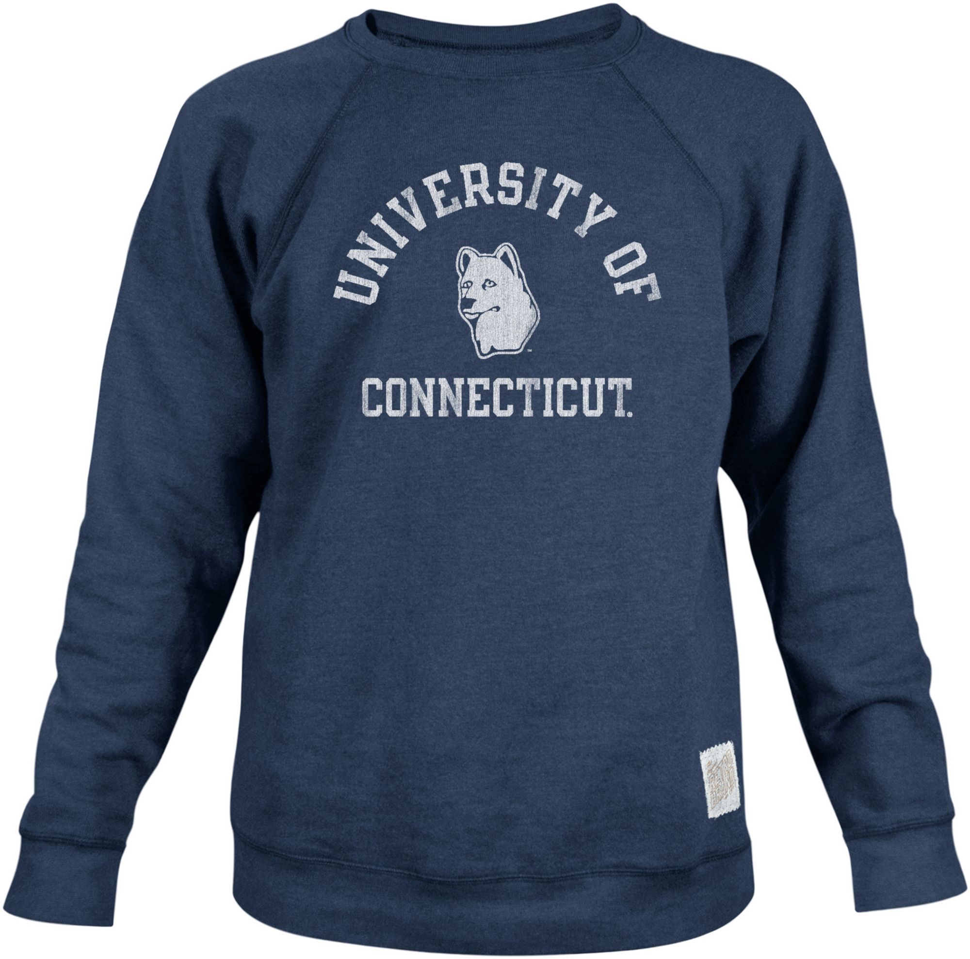 Retro Brand Men's UConn Huskies Heathered Navy Vintage Logo Crewneck Sweatshirt