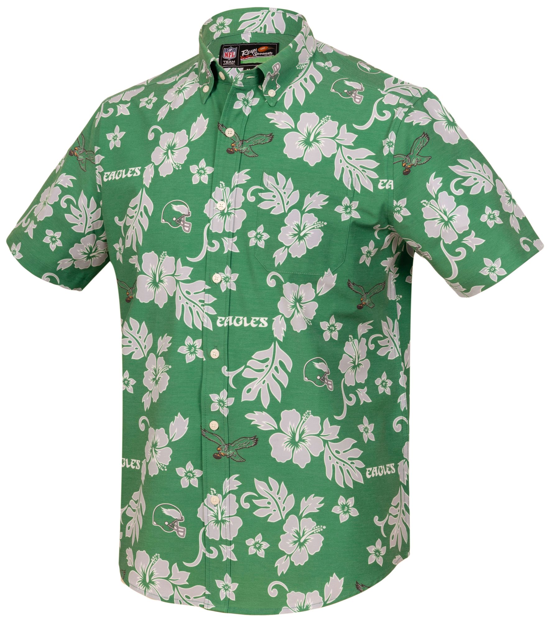 Reyn Spooner Men's Philadelphia Eagles Green Throwback Performance Button-Down Shirt