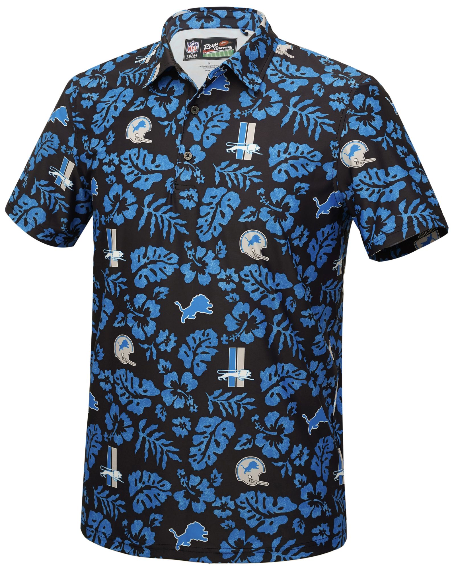 Reyn Spooner Men's Detroit Lions Black Performance Polo