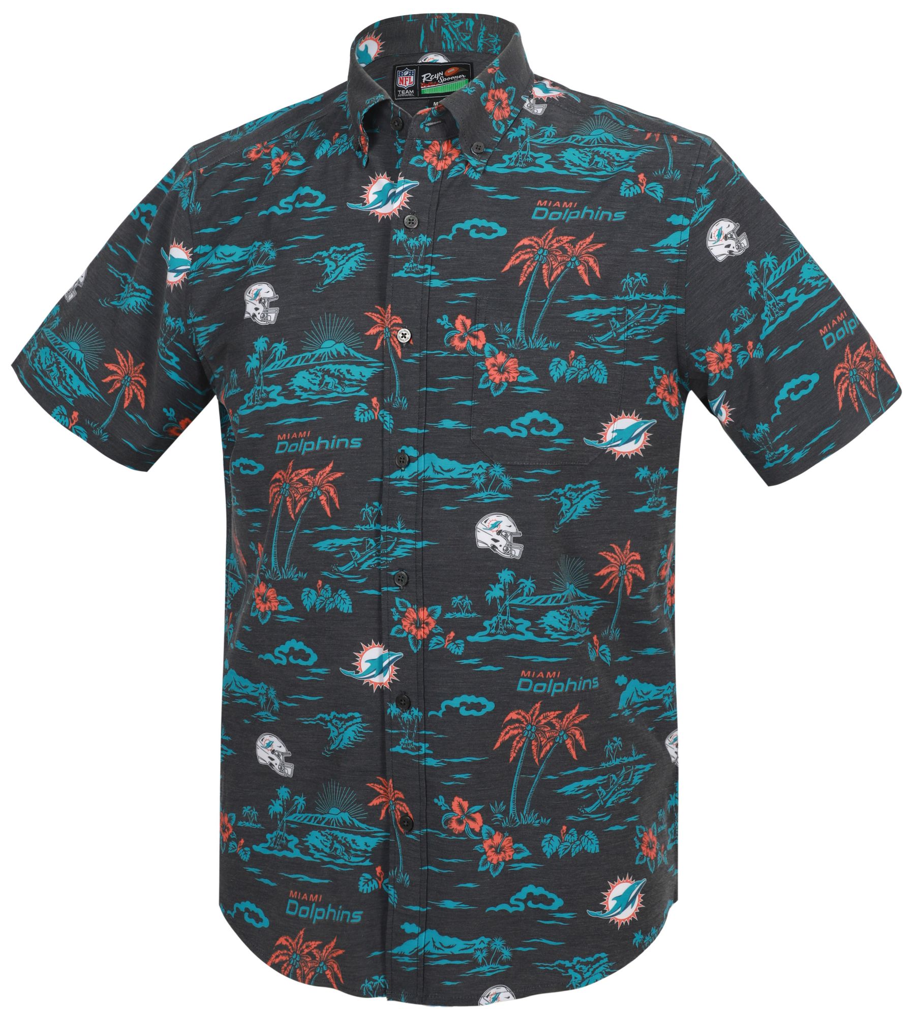 Reyn Spooner Men's Miami Dolphins Black Kekai Button-Down Shirt